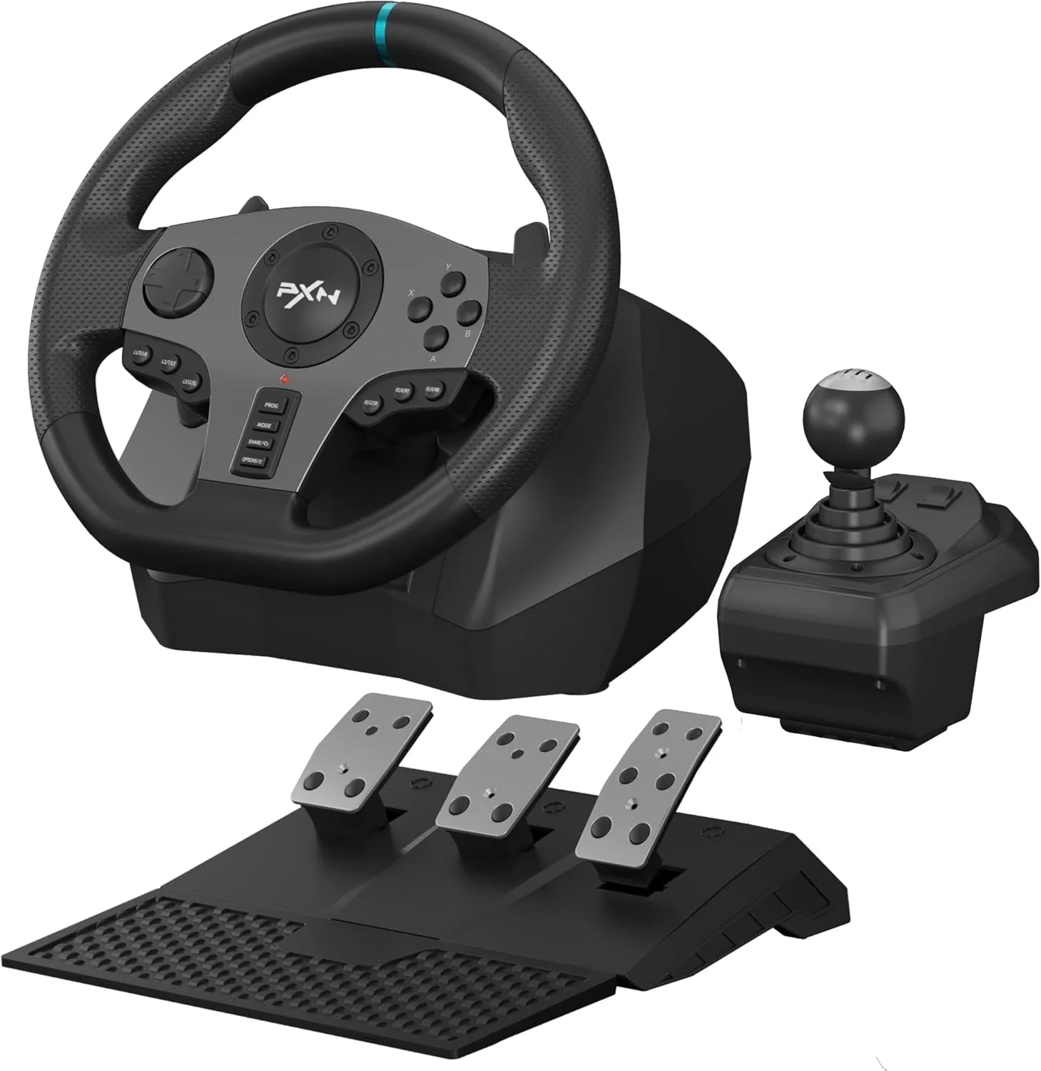 فرمان بازی PXN V9 با پدال و دنده، فرمان مسابقه ای برای PC، Xbox One، Xbox Series X/S، PS4، PS3 و Nintendo Switch (بازسازی شده)