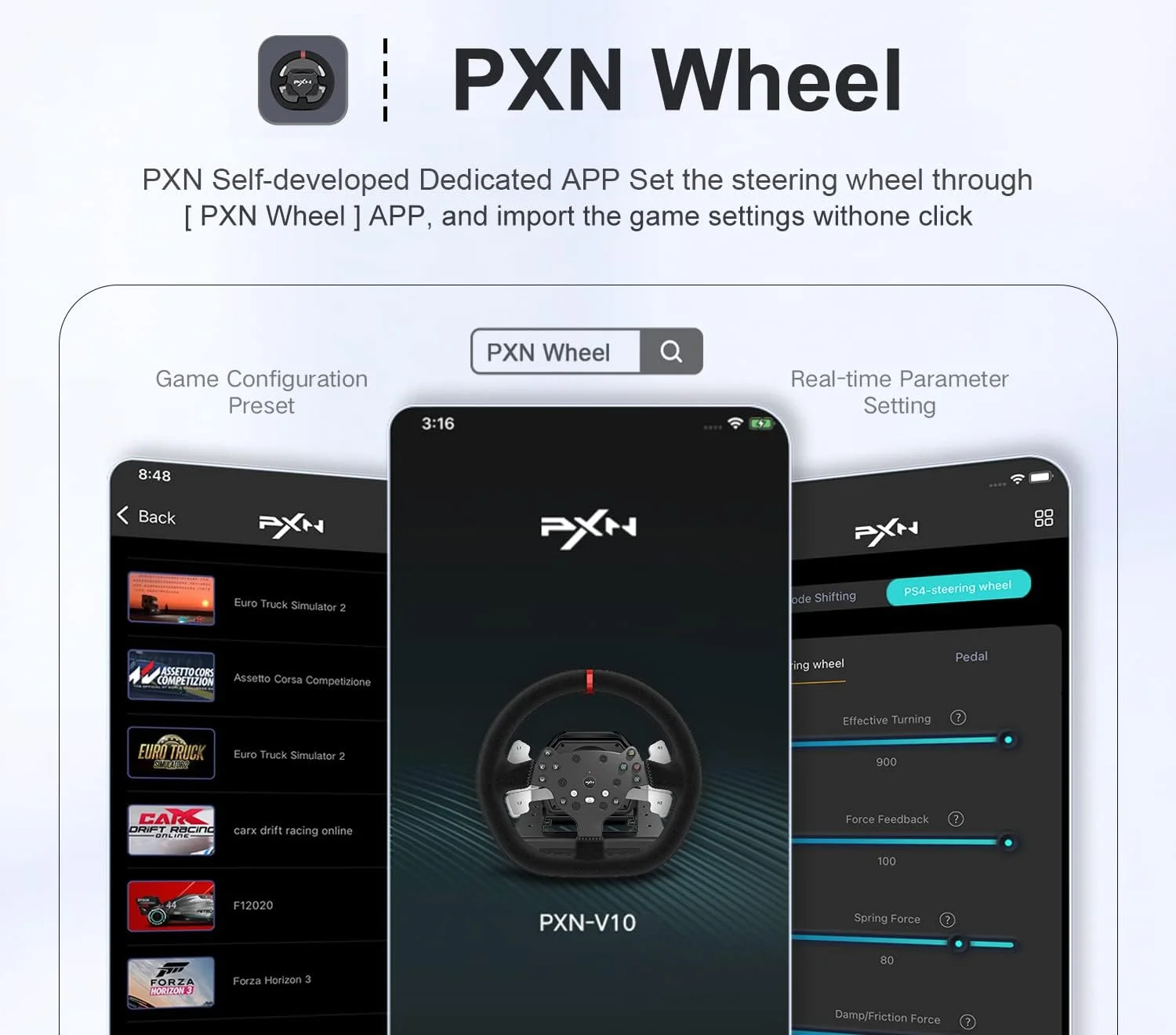 فرمان بازی PXN - Xbox، فرمان مسابقه بازی V10 با فیدبک نیروی واقعی به همراه اهرم دنده 6+1 سرعته و قابلیت تنظیم فرمان بازی PXN - Xbox، فرمان مسابقه بازی V10 با فیدبک نیروی واقعی به همراه اهرم دنده 6+1 سرعته و قابلیت تنظیم