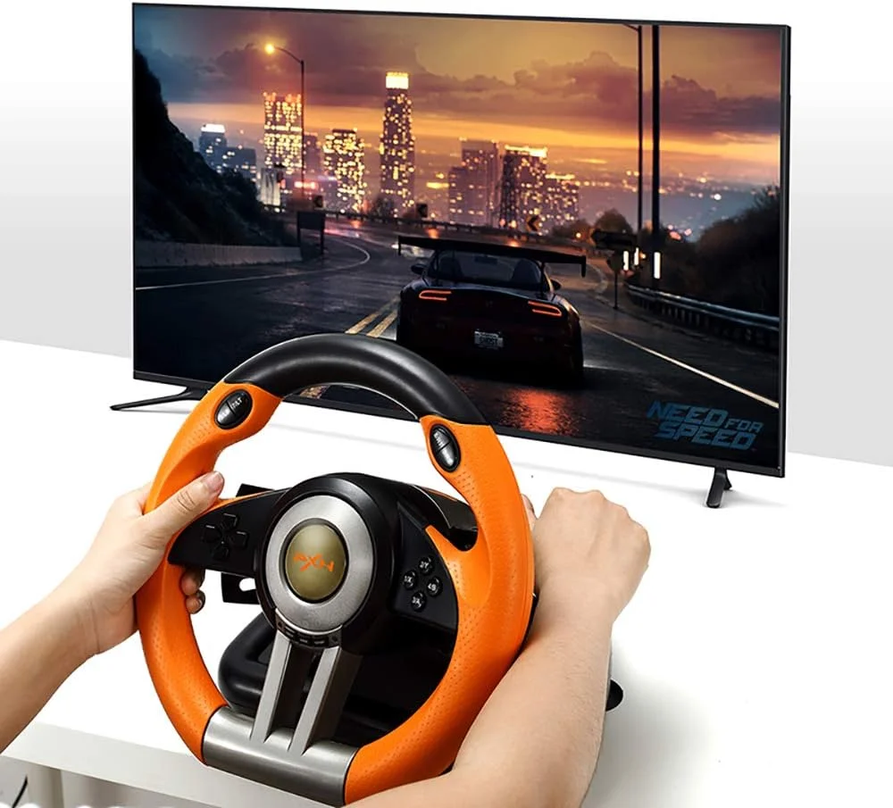 فرمان مسابقه PXN PC، V3II فرمان بازی شبیه ساز ماشین USB جهانی 180 درجه با پدال برای PS3، PS4، Xbox One، Xbox Series X/S، Nintendo Switch (نارنجی) فرمان مسابقه PXN PC، V3II فرمان بازی شبیه ساز ماشین USB جهانی 180 درجه با پدال برای PS3، PS4، Xbox One، Xbox Series X/S، Nintendo Switch (نارنجی)