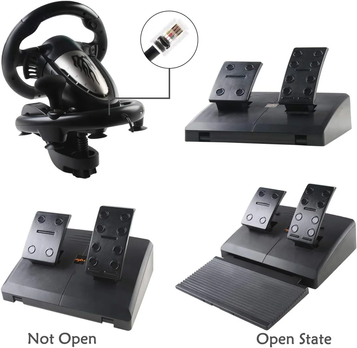 فرمان مسابقه، PXN-V3II فرمان بازی مسابقه ای 180 درجه با پدال و شیفتر، سازگار با PC، PS3، PS4، Xbox One، Nintendo Switch. (مشکی) فرمان مسابقه، PXN-V3II فرمان بازی مسابقه ای 180 درجه با پدال و شیفتر، سازگار با PC، PS3، PS4، Xbox One، Nintendo Switch. (مشکی)