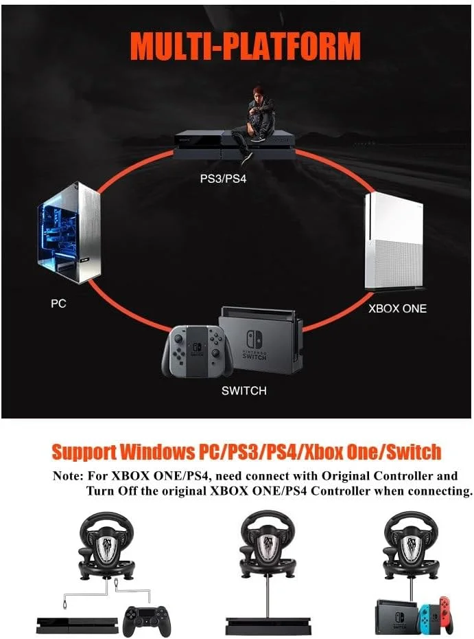 فرمان مسابقه PXN V3II PC، فرمان بازی مسابقه ای USB با پدال برای ویندوز PC/PS3/PS4/N-Switch فرمان مسابقه PXN V3II PC، فرمان بازی مسابقه ای USB با پدال برای ویندوز PC/PS3/PS4/N-Switch