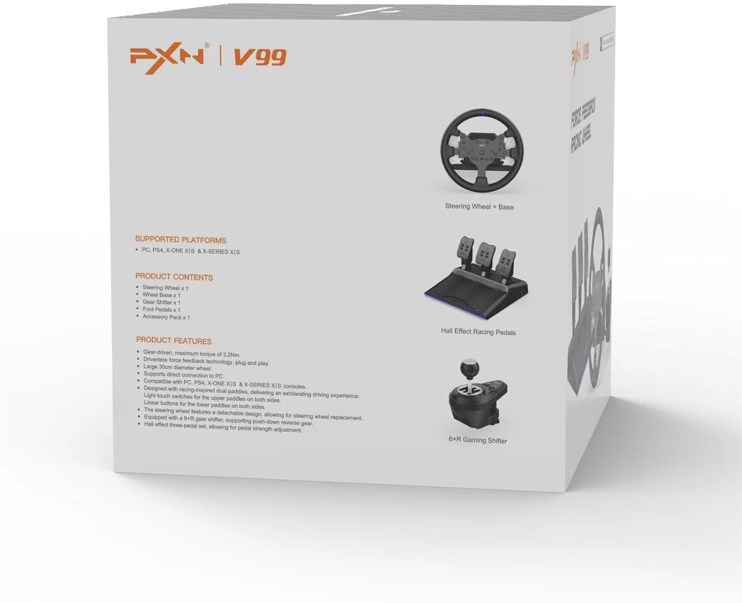 فرمان بازی PXN V99، فرمان بازخورد نیروی رانندگی با پدال و شیفتر - 3.2NM، 270° و 900°، 11.8 اینچ، 4 شیفتر پدالی، برنامه ابزار - فرمان مسابقه ای برای PC، Xbox و PS4 فرمان بازی PXN V99، فرمان بازخورد نیروی رانندگی با پدال و شیفتر - 3.2NM، 270° و 900°، 11.8 اینچ، 4 شیفتر پدالی، برنامه ابزار - فرمان مسابقه ای برای PC، Xbox و PS4