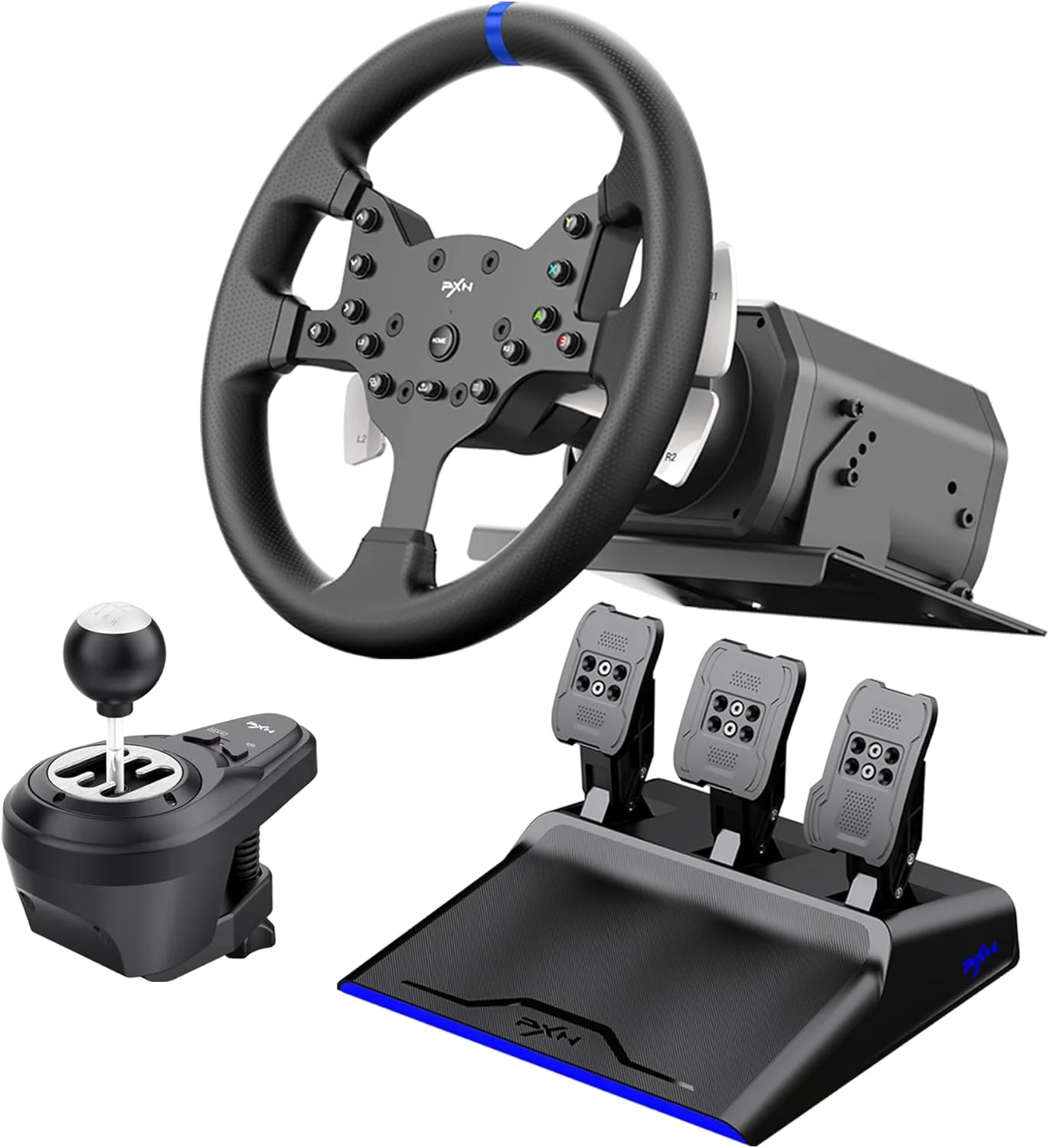 فرمان مسابقه PXN V99 PC با پدال و شیفتر، فرمان 3 نیوتن متری با فیدبک نیرو برای PC و PS4