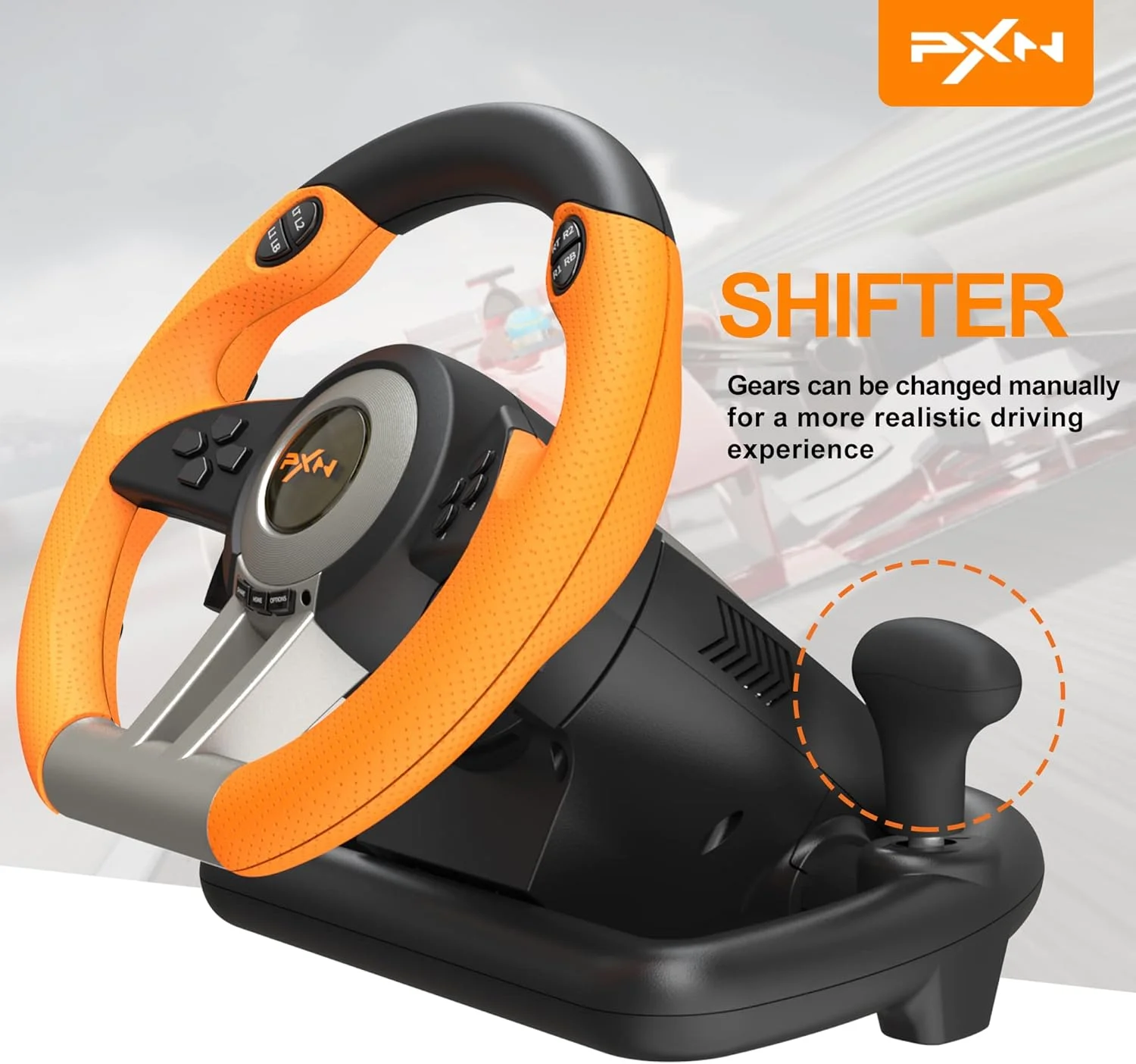 فرمان بازی مسابقه ای PXNV3II PC، فرمان بازی 180 درجه یونیورسال USB با پدال برای ویندوز PC، PS3، PS4، Xbox One، Xbox Series S/X، نینتندو سوییچ (نارنجی) فرمان بازی مسابقه ای PXNV3II PC، فرمان بازی 180 درجه یونیورسال USB با پدال برای ویندوز PC، PS3، PS4، Xbox One، Xbox Series S/X، نینتندو سوییچ (نارنجی)