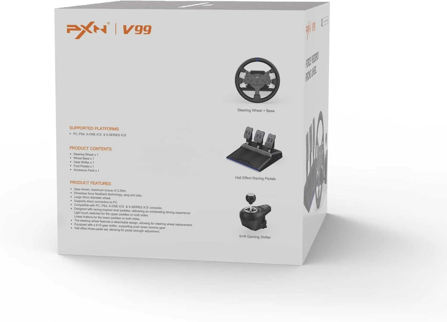 فرمان مسابقه PXN V99 PC با پدال و شیفتر، فرمان 3 نیوتن متری با فیدبک نیرو برای PC و PS4