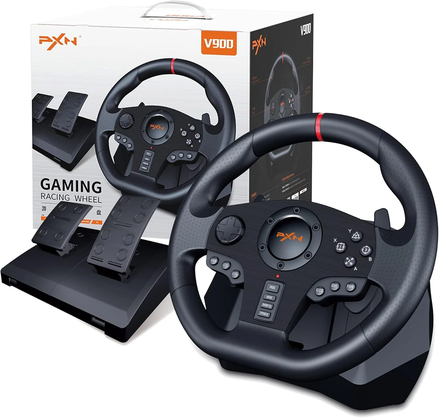 فرمان مسابقه بازی PXN V900 با پدال 270/900 درجه برای PS4/PS3/PC/Nintendo Switch/Xbox One/Xbox series X,S، شبیه ساز رانندگی Need for Speed/Forza Horizon 4,5/European Truck 2