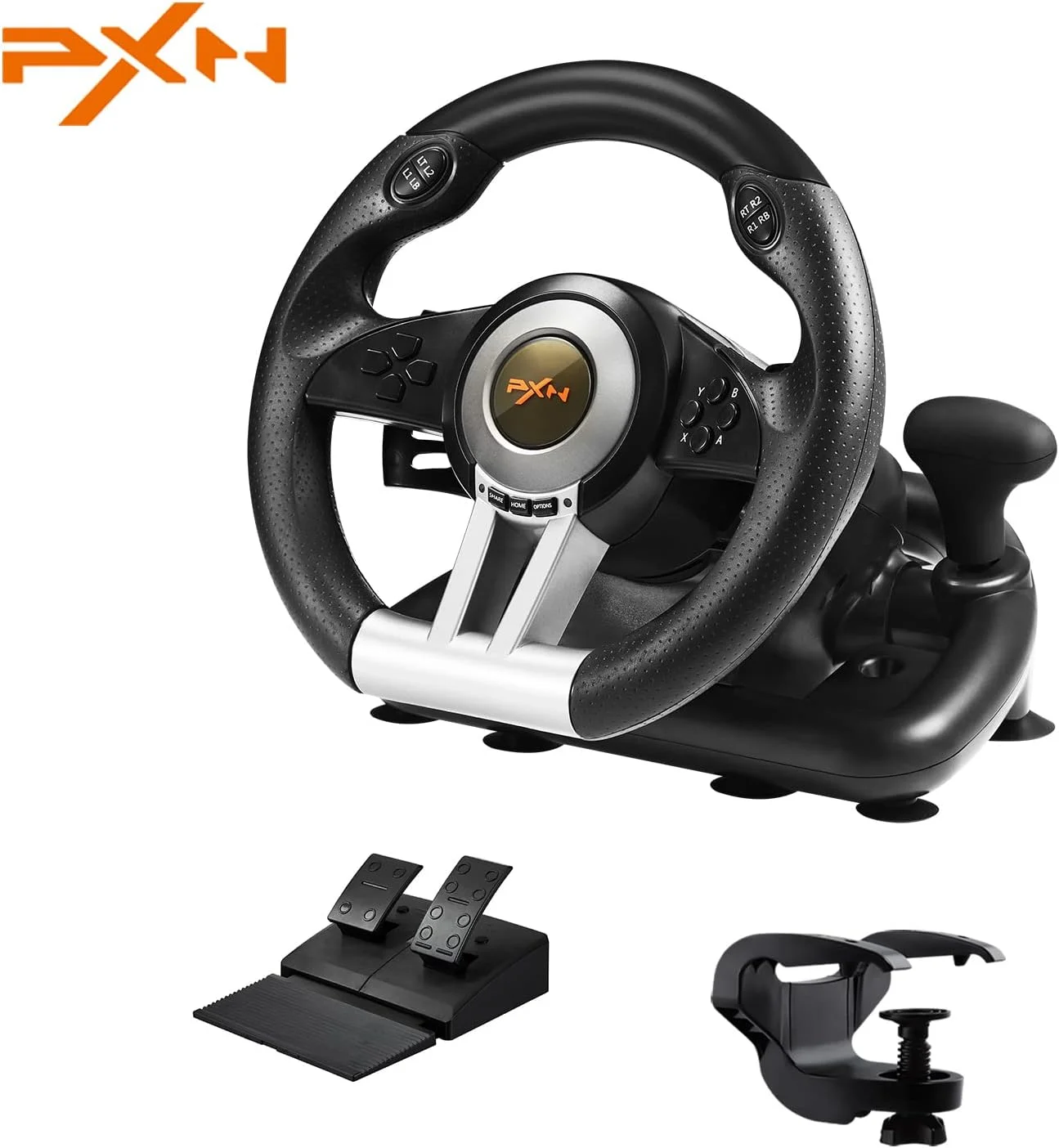 فرمان مسابقه PXN V3III PC - فرمان بازی 180 درجه، با پدال های خطی و پدال های مسابقه ای برای Xbox Series X|S، PC، PS4، Xbox One، N