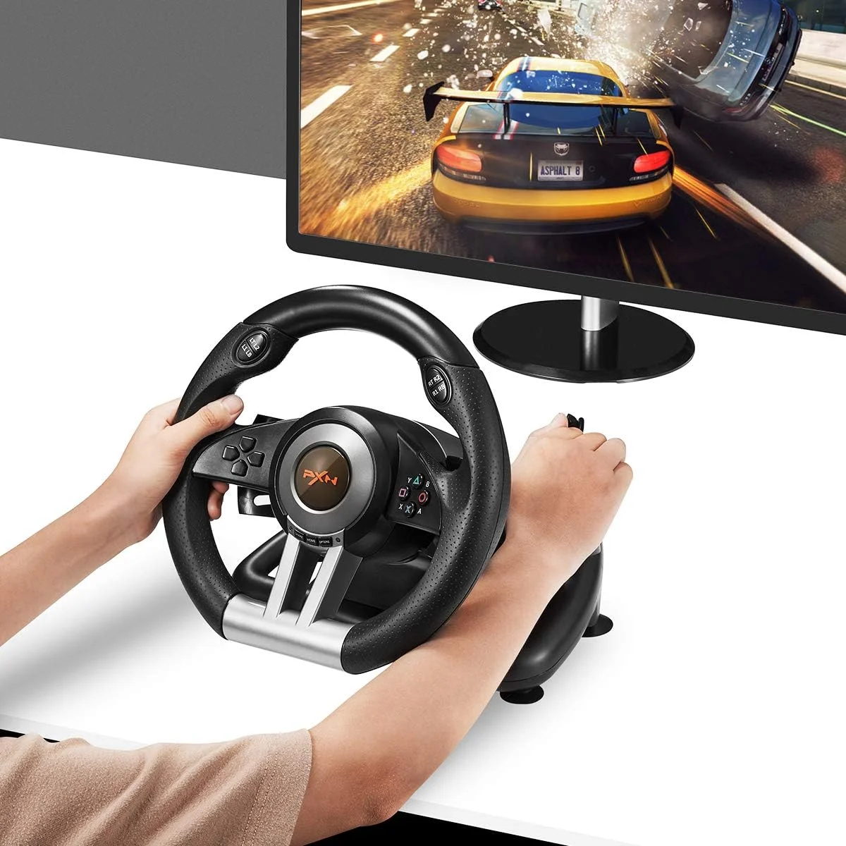 فرمان مسابقه PXN V3III PC - فرمان بازی 180 درجه، با پدال های خطی و پدال های مسابقه ای برای Xbox Series X|S، PC، PS4، Xbox One، N فرمان مسابقه PXN V3III PC - فرمان بازی 180 درجه، با پدال های خطی و پدال های مسابقه ای برای Xbox Series X|S، PC، PS4، Xbox One، N