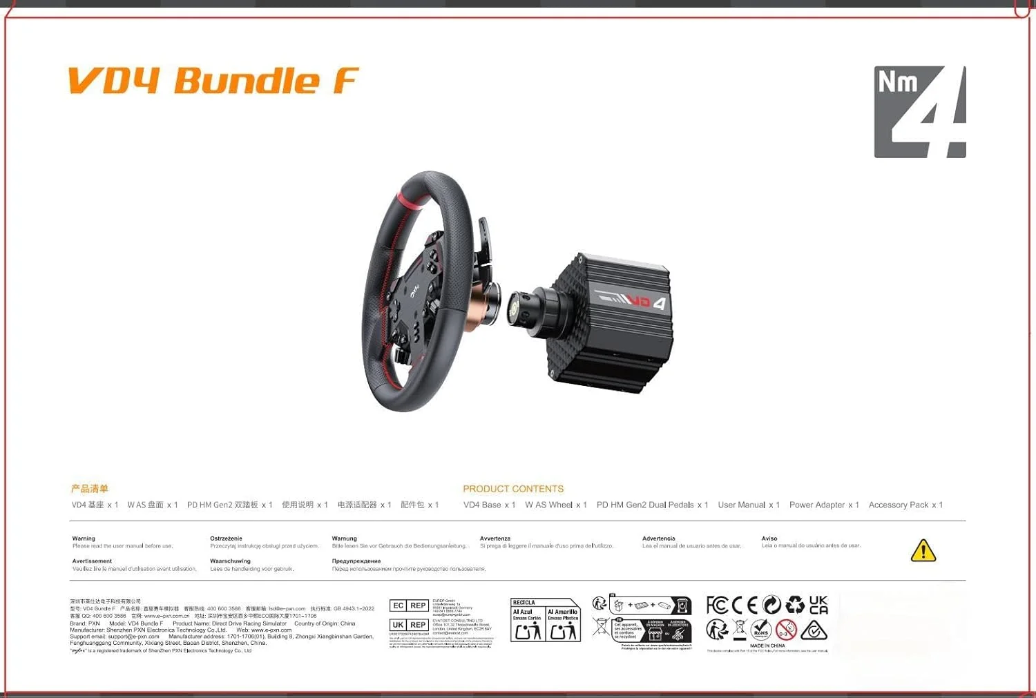 بسته PXN VD4 - مجموعه فرمان مسابقه Direct Drive - پایه موتور سروو 4Nm VD4 + فرمان بازی W AS (28 سانتی متر) + پدال PD HM GEN2 2 - مجموعه مسابقه شبیه سازی برای کامپیوتر بسته PXN VD4 - مجموعه فرمان مسابقه Direct Drive - پایه موتور سروو 4Nm VD4 + فرمان بازی W AS (28 سانتی متر) + پدال PD HM GEN2 2 - مجموعه مسابقه شبیه سازی برای کامپیوتر