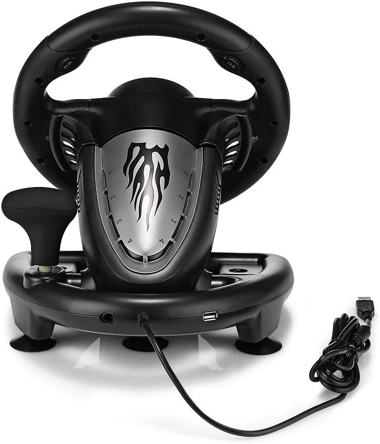 فرمان بازی مسابقه ای PXN V3II با پدال ترمز - USB - سازگار با PC، PS3، PS4، Xbox One فرمان بازی مسابقه ای PXN V3II با پدال ترمز - USB - سازگار با PC، PS3، PS4، Xbox One