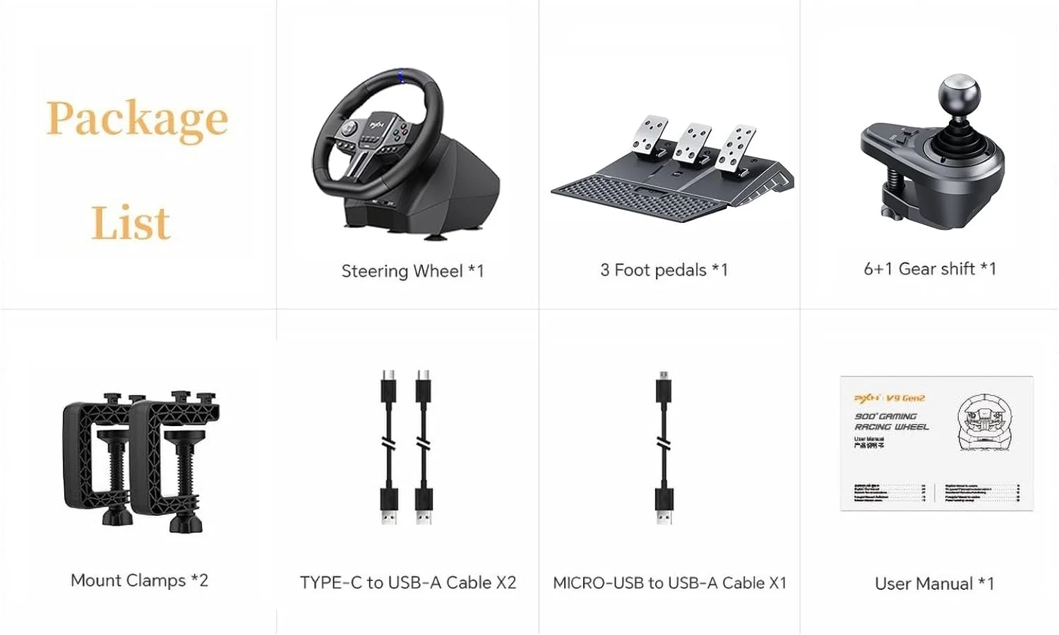 فرمان بازی PXN، فرمان مسابقه ای V9 GEN2، شبیه ساز جهانی USB اتومبیل 270/900 درجه با پدال و شیفتر برای PC، Xbox One، Xbox Series X/S، PS4، PS3، Switch فرمان بازی PXN، فرمان مسابقه ای V9 GEN2، شبیه ساز جهانی USB اتومبیل 270/900 درجه با پدال و شیفتر برای PC، Xbox One، Xbox Series X/S، PS4، PS3، Switch