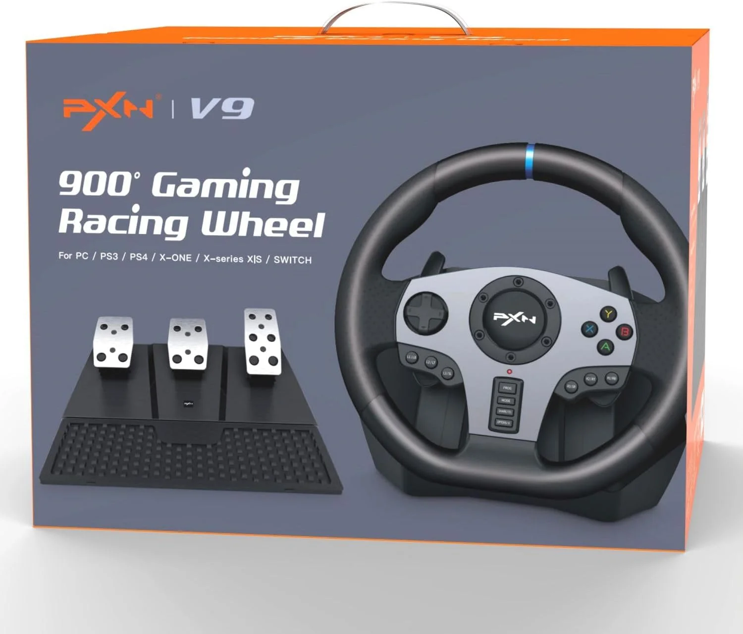 فرمان بازی PXN V9 با پدال و دنده، فرمان 270/900 درجه با فیدبک لرزشی، فرمان بازی برای PS4، PS3، PC، NS Switch، برنامه ابزار فرمان بازی PXN V9 با پدال و دنده، فرمان 270/900 درجه با فیدبک لرزشی، فرمان بازی برای PS4، PS3، PC، NS Switch، برنامه ابزار