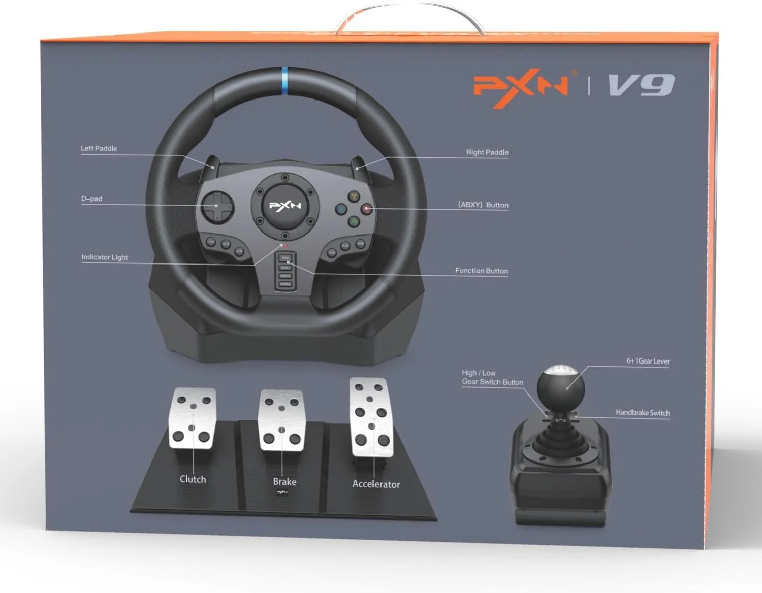 فرمان بازی PXN V9 با پدال و دنده، فرمان 270/900 درجه با فیدبک لرزشی، فرمان بازی برای PS4، PS3، PC، NS Switch، برنامه ابزار فرمان بازی PXN V9 با پدال و دنده، فرمان 270/900 درجه با فیدبک لرزشی، فرمان بازی برای PS4، PS3، PC، NS Switch، برنامه ابزار
