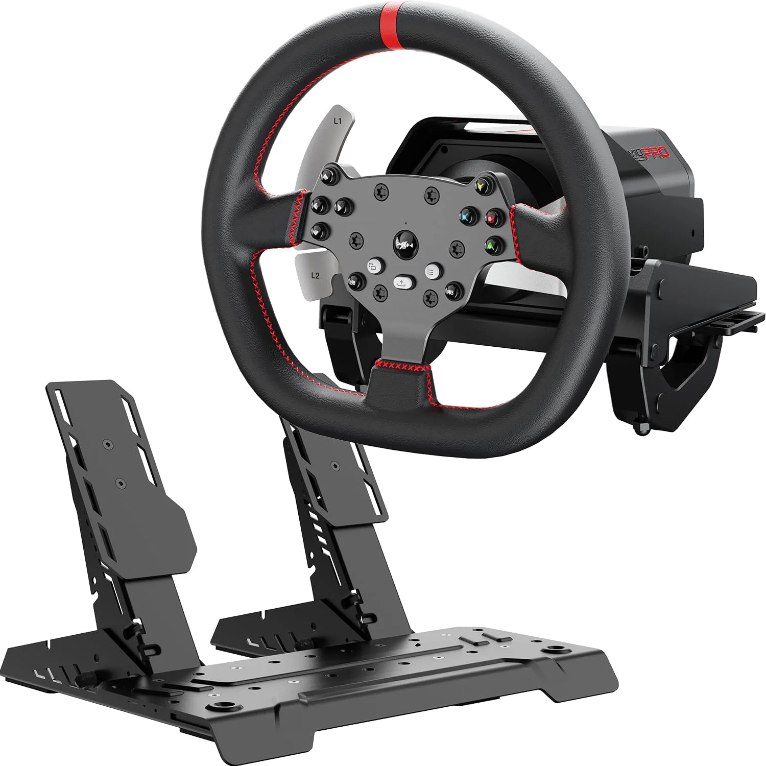 فرمان مسابقه PXN Direct Drive، فرمان بازی V10 Ultra - فرمان با فیدبک نیروی 3.2 نیوتن متر برای PC/Xbox/PS4، فرمان چرمی 270 میلی متری با 4 پدال شیفتر، پدال های قابل تنظیم