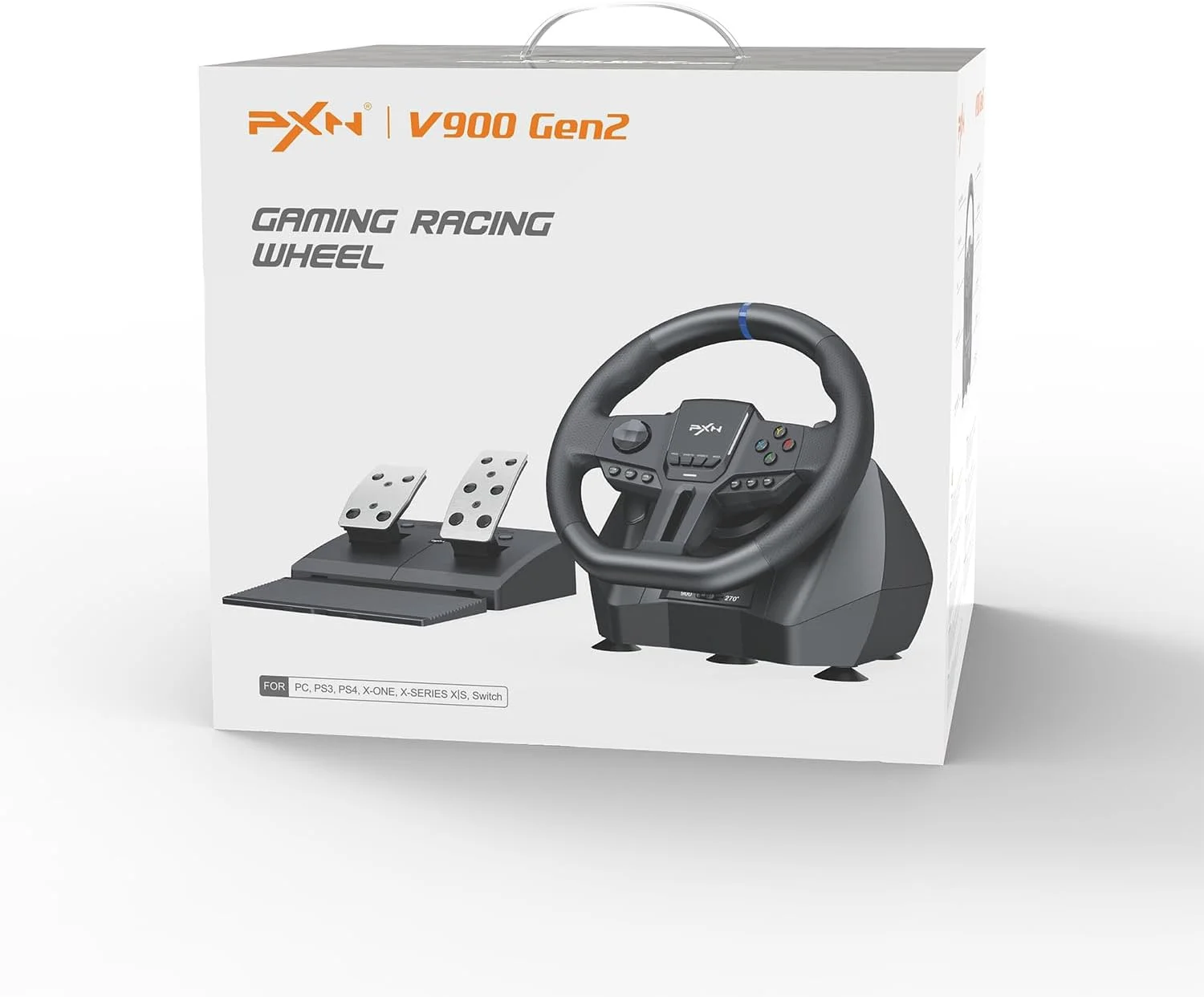 فرمان بازی PXN V900 Gen2 با پدالهای هال - 16 بیتی، 280 میلیمتری، 270°/900°، بازخورد لرزشی، شیفترهای پدالی، برنامه همراه، گیرههای ثابت - فرمان مسابقه برای PC، Xbox، PS4، PS3 و Switch فرمان بازی PXN V900 Gen2 با پدالهای هال - 16 بیتی، 280 میلیمتری، 270°/900°، بازخورد لرزشی، شیفترهای پدالی، برنامه همراه، گیرههای ثابت - فرمان مسابقه برای PC، Xbox، PS4، PS3 و Switch