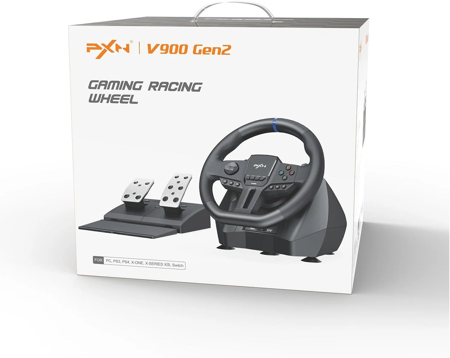 فرمان بازی PXN V900 Gen2 با پدالهای هال - 16 بیتی، 280 میلیمتری، 270°/900°، بازخورد لرزشی، شیفترهای پدالی، برنامه همراه، گیرههای ثابت - فرمان مسابقه برای PC، Xbox، PS4، PS3 و Switch فرمان بازی PXN V900 Gen2 با پدالهای هال - 16 بیتی، 280 میلیمتری، 270°/900°، بازخورد لرزشی، شیفترهای پدالی، برنامه همراه، گیرههای ثابت - فرمان مسابقه برای PC، Xbox، PS4، PS3 و Switch
