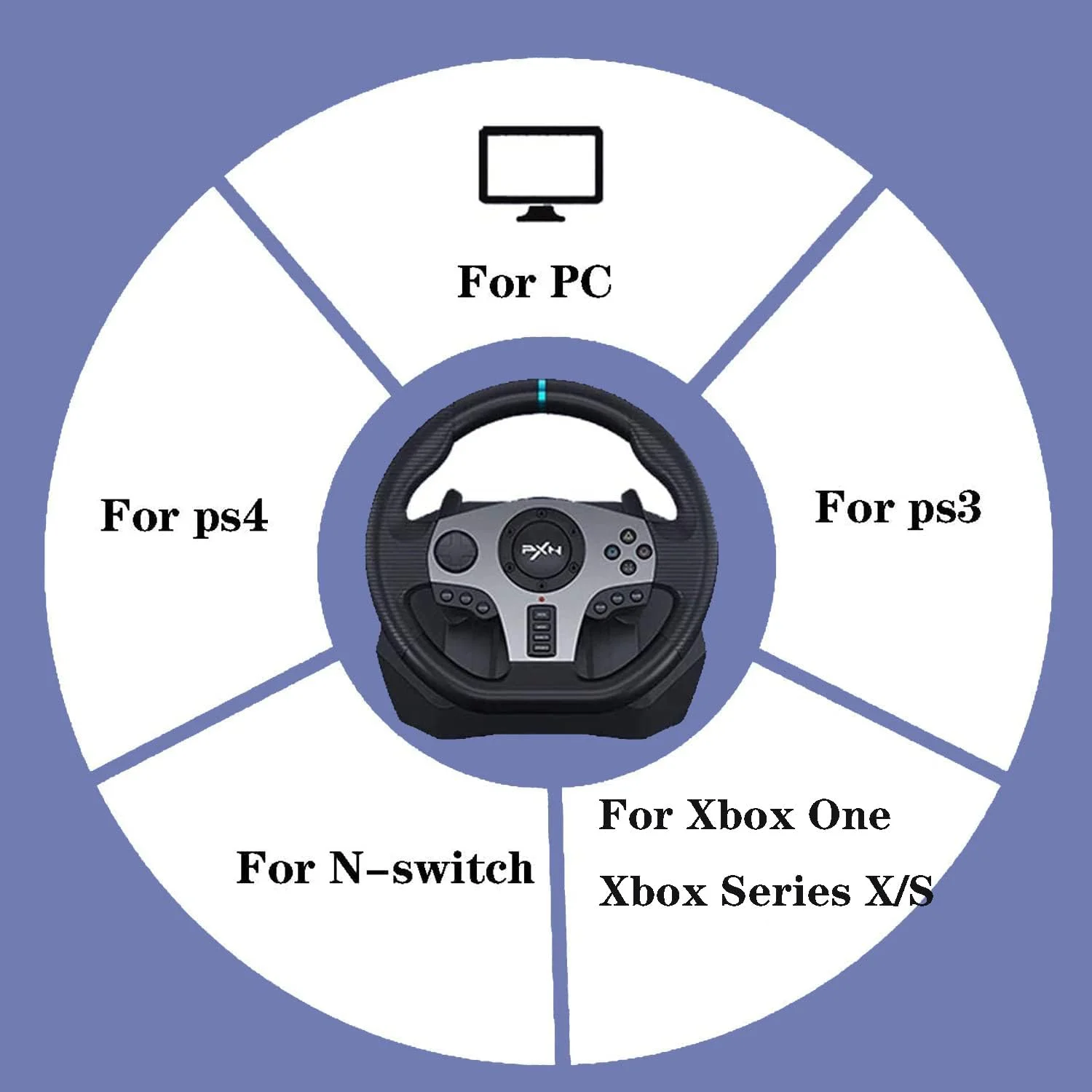 فرمان مسابقه PXN V9 PC، فرمان بازی 270/900 درجه با فیدبک دو موتوره به همراه پدال و جوی استیک برای PC PS3/PS4/N-Switch/ فرمان مسابقه PXN V9 PC، فرمان بازی 270/900 درجه با فیدبک دو موتوره به همراه پدال و جوی استیک برای PC PS3/PS4/N-Switch/
