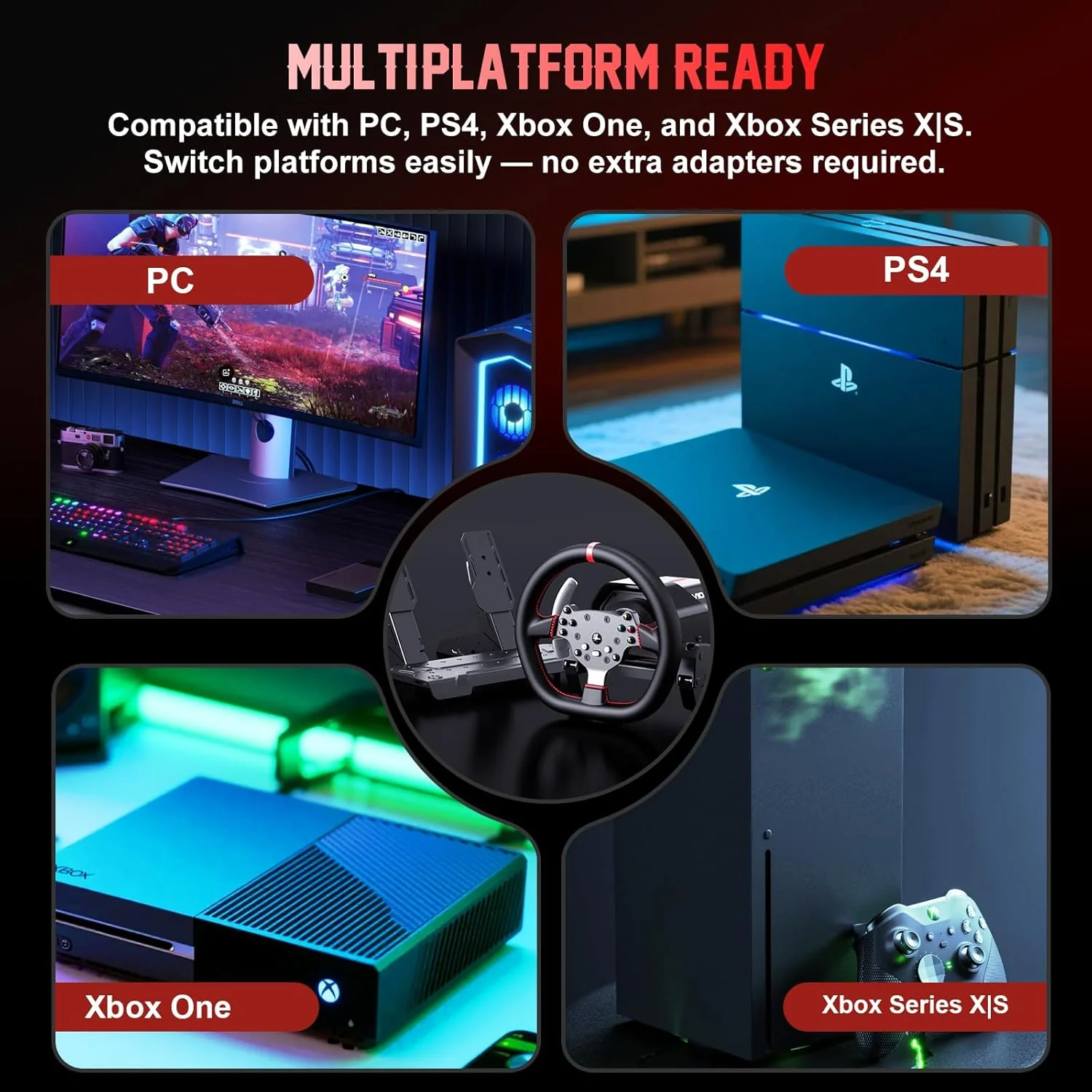 فرمان مسابقه PXN Direct Drive، فرمان بازی V10 Ultra - فرمان با فیدبک نیروی 3.2 نیوتن متر برای PC/Xbox/PS4، فرمان چرمی 270 میلی متری با 4 پدال شیفتر، پدال های قابل تنظیم فرمان مسابقه PXN Direct Drive، فرمان بازی V10 Ultra - فرمان با فیدبک نیروی 3.2 نیوتن متر برای PC/Xbox/PS4، فرمان چرمی 270 میلی متری با 4 پدال شیفتر، پدال های قابل تنظیم