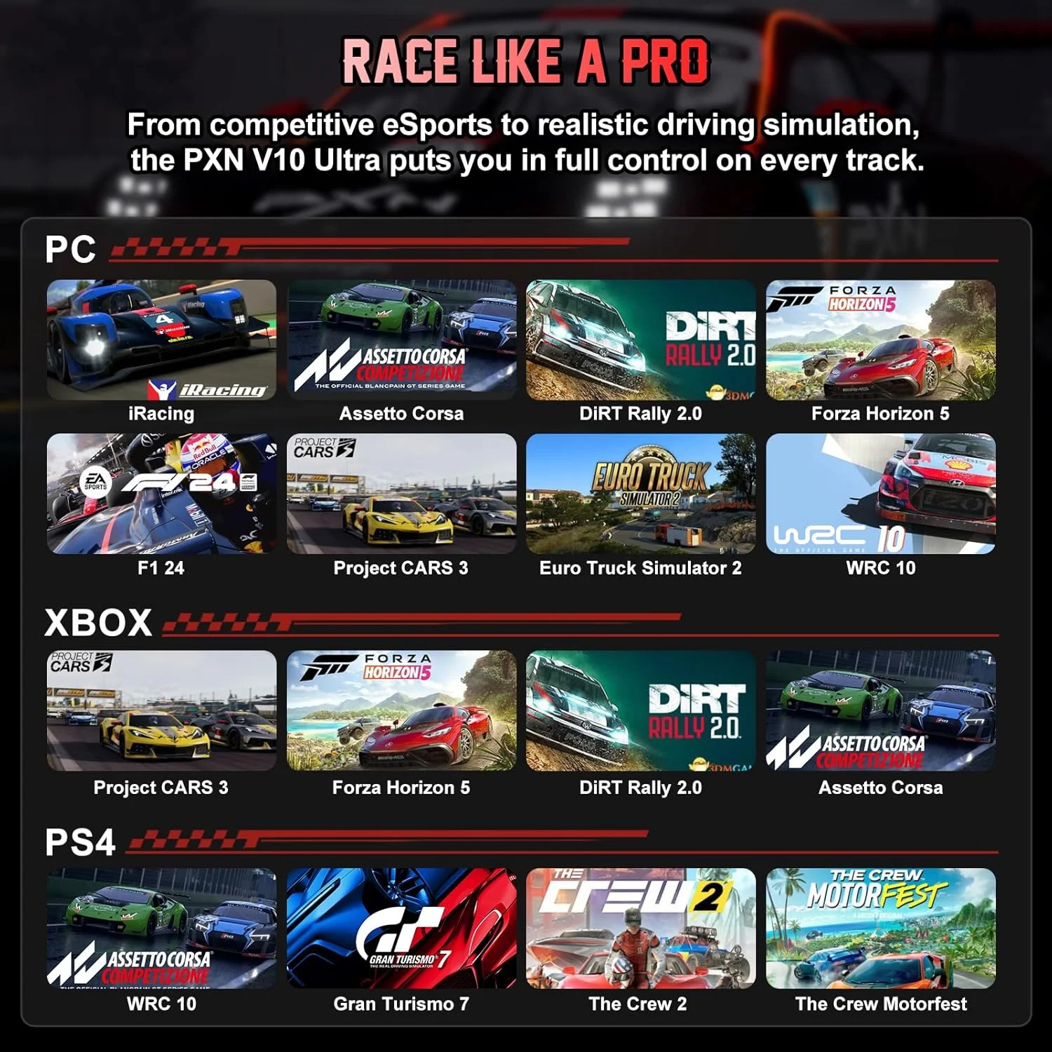 فرمان مسابقه PXN Direct Drive، فرمان بازی V10 Ultra - فرمان با فیدبک نیروی 3.2 نیوتن متر برای PC/Xbox/PS4، فرمان چرمی 270 میلی متری با 4 پدال شیفتر، پدال های قابل تنظیم فرمان مسابقه PXN Direct Drive، فرمان بازی V10 Ultra - فرمان با فیدبک نیروی 3.2 نیوتن متر برای PC/Xbox/PS4، فرمان چرمی 270 میلی متری با 4 پدال شیفتر، پدال های قابل تنظیم