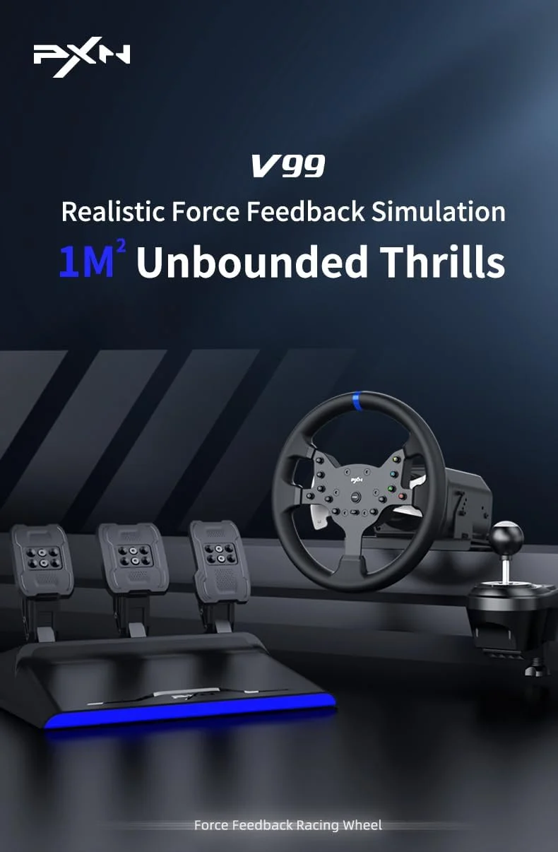 فرمان بازی PXN-V99، فرمان مسابقه با فیدبک نیروی 270/900 درجه، جداسازی، با پدال القای مغناطیسی هال، دسته دنده 6+1، فرمان مسابقه بازی برای PS4/PS3/Xbox One فرمان بازی PXN-V99، فرمان مسابقه با فیدبک نیروی 270/900 درجه، جداسازی، با پدال القای مغناطیسی هال، دسته دنده 6+1، فرمان مسابقه بازی برای PS4/PS3/Xbox One