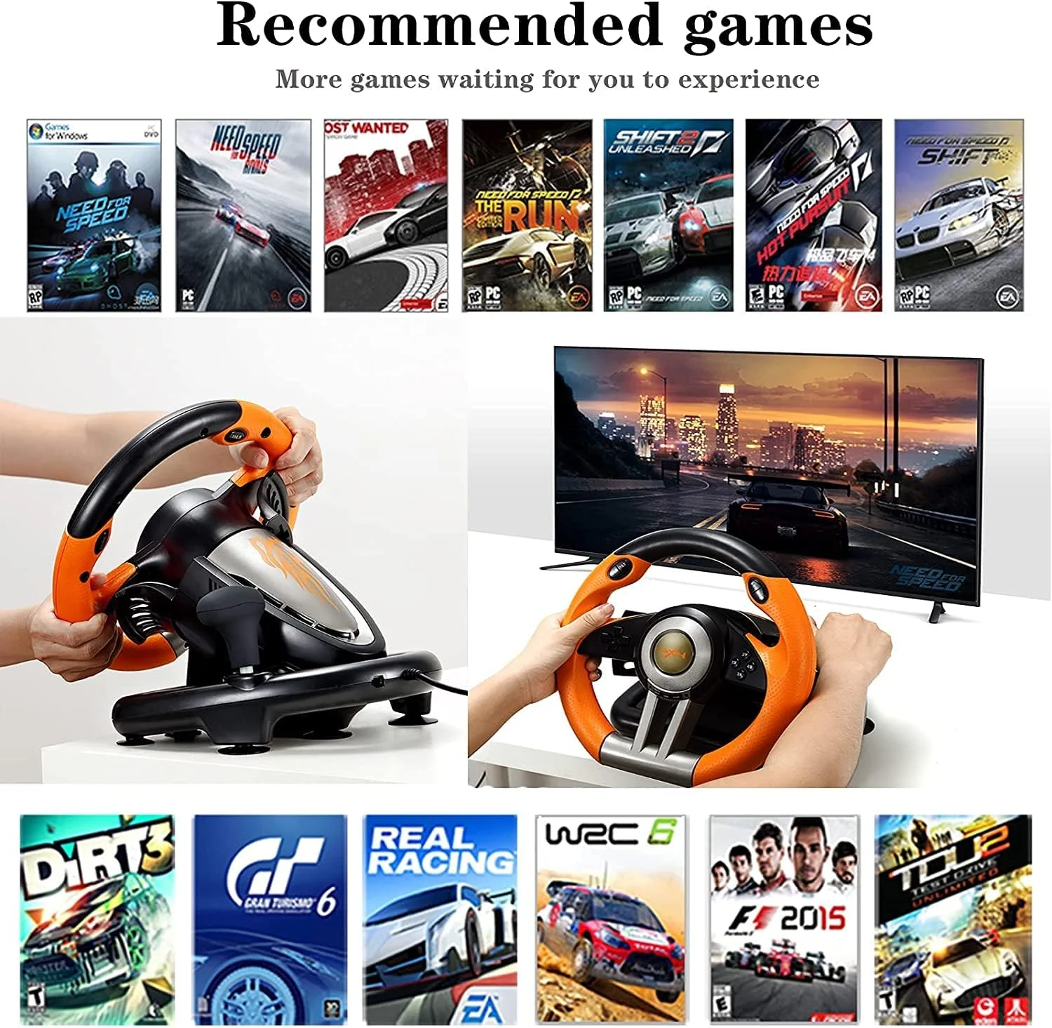 فرمان بازی شبیه ساز مسابقه PXN V3II به همراه پدال، فرمان 180 درجه، سازگار با ویندوز PC، PS3، PS4، Xbox One X|S، برای نینتندو سوییچ - نارنجی فرمان بازی شبیه ساز مسابقه PXN V3II به همراه پدال، فرمان 180 درجه، سازگار با ویندوز PC، PS3، PS4، Xbox One X|S، برای نینتندو سوییچ - نارنجی