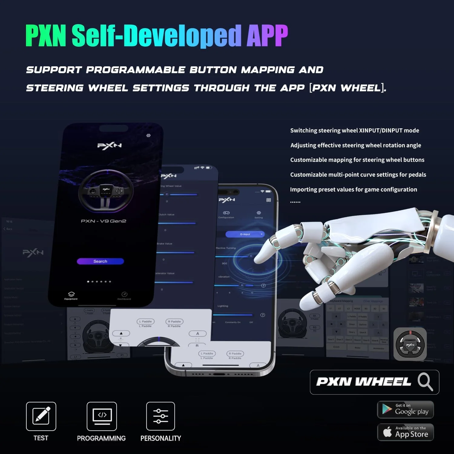 فرمان بازی PXN V9 Gen2 با پدال و دسته دنده - فرمان مسابقه ای 270°|900°، بازخورد لرزشی، پدال اثر هال، دسته دنده H، شیفترهای پدالی، برنامه ابزار - فرمان برای PC، PS3، PS4، Xbox فرمان بازی PXN V9 Gen2 با پدال و دسته دنده - فرمان مسابقه ای 270°|900°، بازخورد لرزشی، پدال اثر هال، دسته دنده H، شیفترهای پدالی، برنامه ابزار - فرمان برای PC، PS3، PS4، Xbox