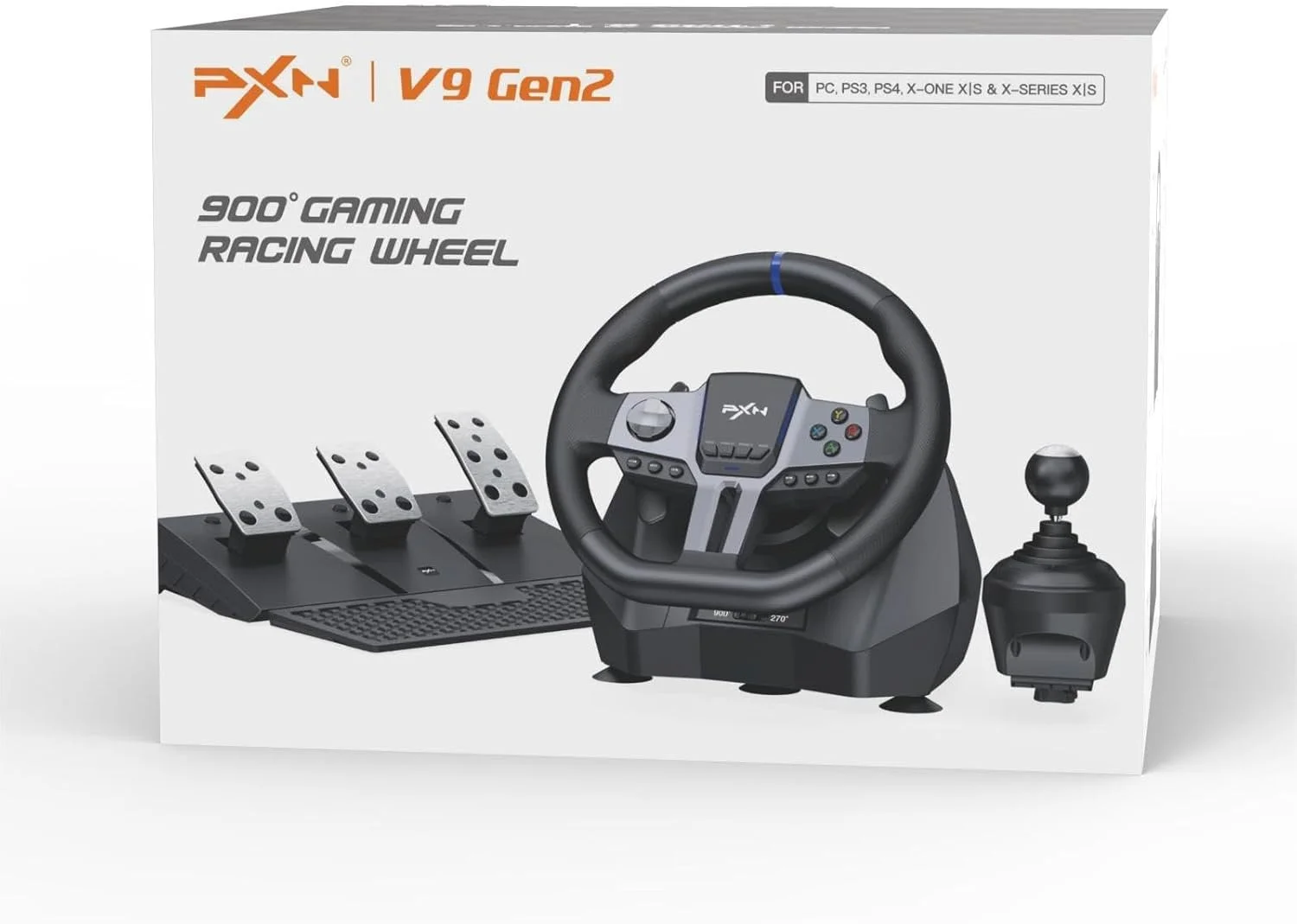 فرمان بازی PXN V9 Gen2 با پدال و دسته دنده - فرمان مسابقه ای 270°|900°، بازخورد لرزشی، پدال اثر هال، دسته دنده H، شیفترهای پدالی، برنامه ابزار - فرمان برای PC، PS3، PS4، Xbox فرمان بازی PXN V9 Gen2 با پدال و دسته دنده - فرمان مسابقه ای 270°|900°، بازخورد لرزشی، پدال اثر هال، دسته دنده H، شیفترهای پدالی، برنامه ابزار - فرمان برای PC، PS3، PS4، Xbox