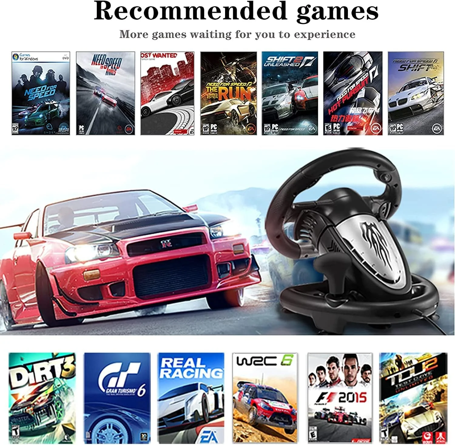 فرمان بازی مسابقه ای PXN V3II به همراه پدال، فرمان 180 درجه، سازگار با ویندوز PC، PS3، PS4 و نینتندو سوییچ - مشکی فرمان بازی مسابقه ای PXN V3II به همراه پدال، فرمان 180 درجه، سازگار با ویندوز PC، PS3، PS4 و نینتندو سوییچ - مشکی