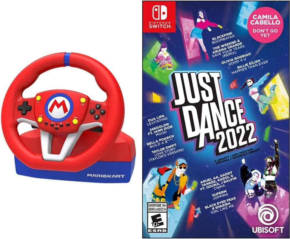 فرمان مسابقه مینی HORI Nintendo Switch Mario Kart Pro دارای مجوز رسمی از Nintendo Nintendo Switch و Just Dance 2022 Nintendo Switch