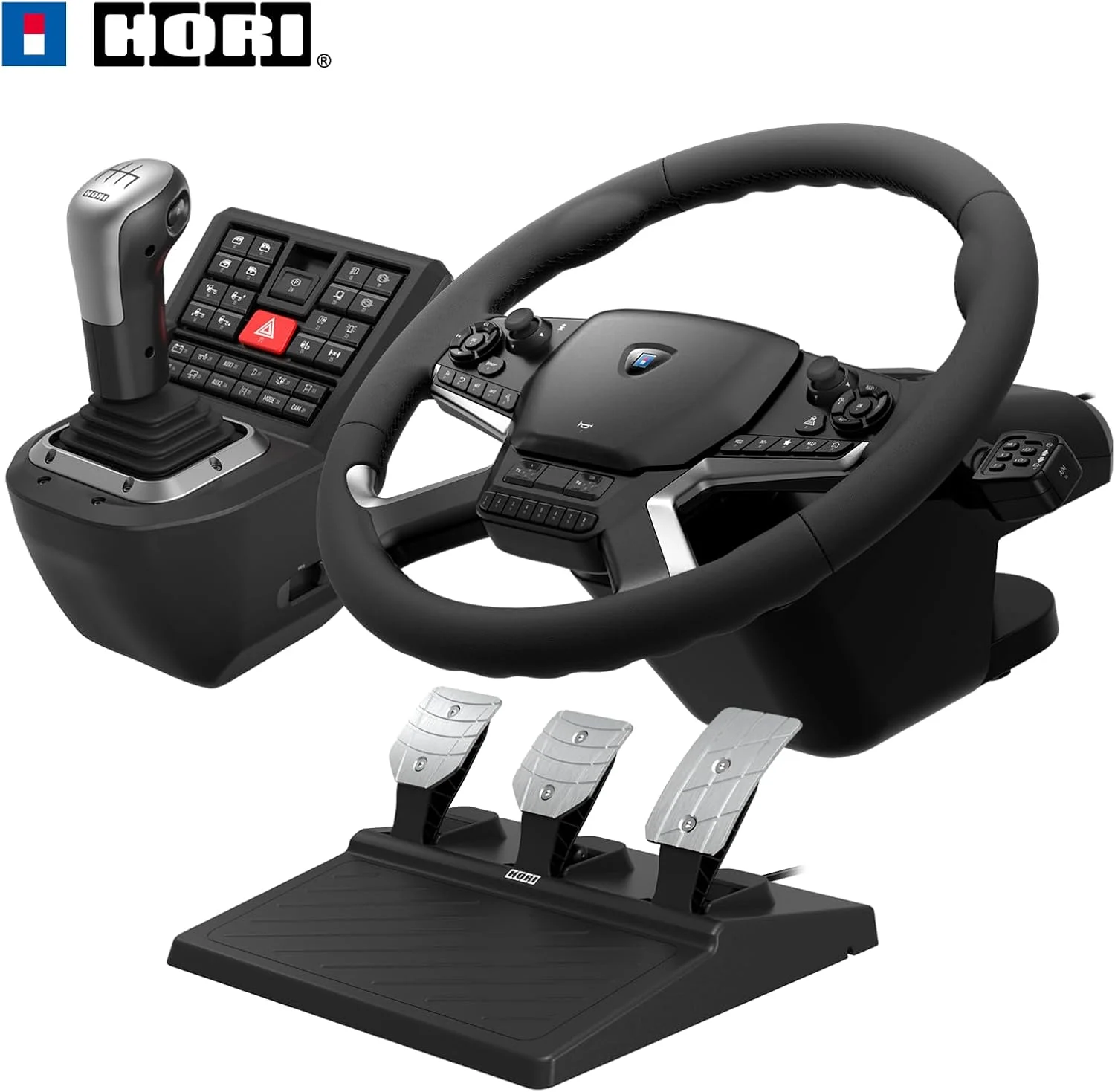 سیستم کنترل کامیون HORI برای ویندوز 11/10 با فرمان بازخورد نیرویی، پنل کنترل شیفتر و پدال