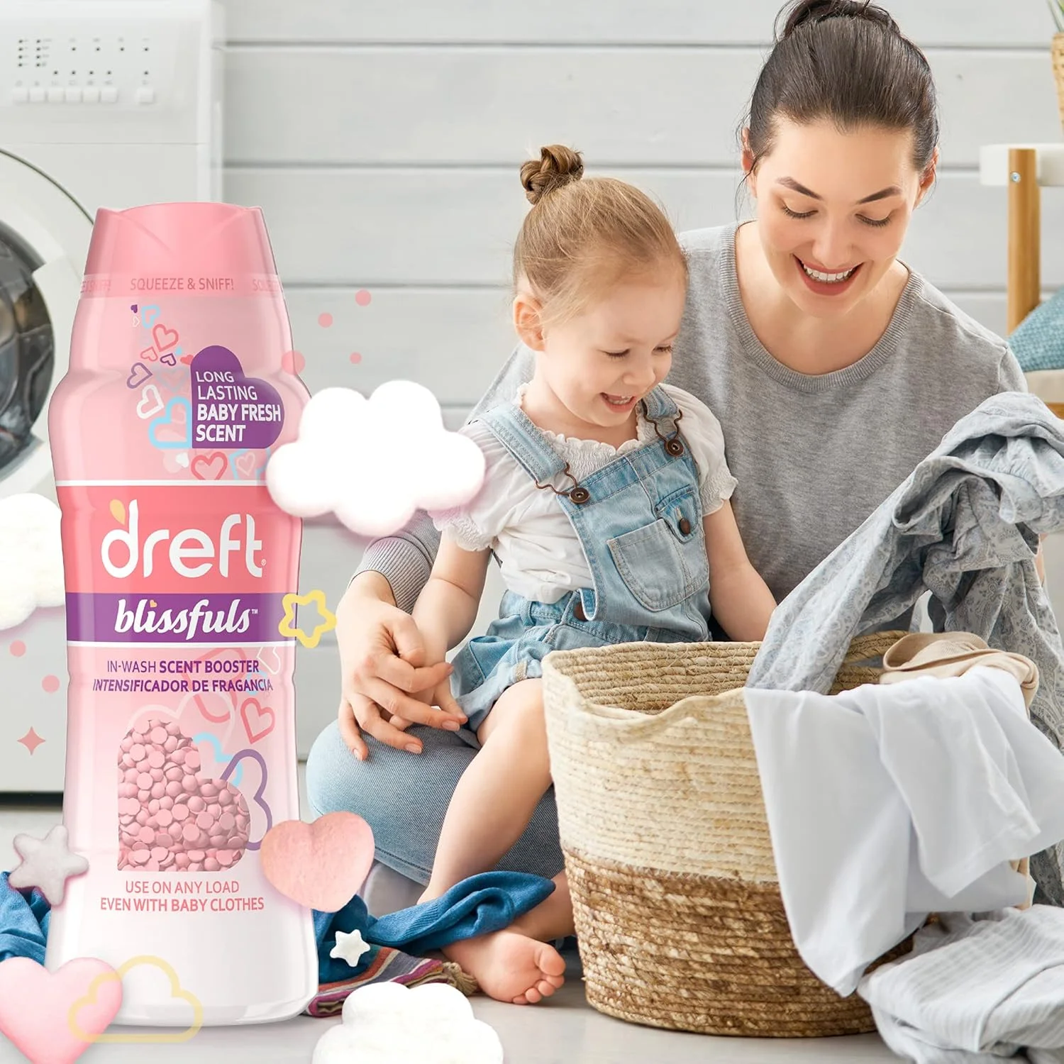 دانههای تقویتکننده رایحه لباسشویی Dreft Blissfuls، رایحه Baby Fresh، 570 گرم دانههای تقویتکننده رایحه لباسشویی Dreft Blissfuls، رایحه Baby Fresh، 570 گرم