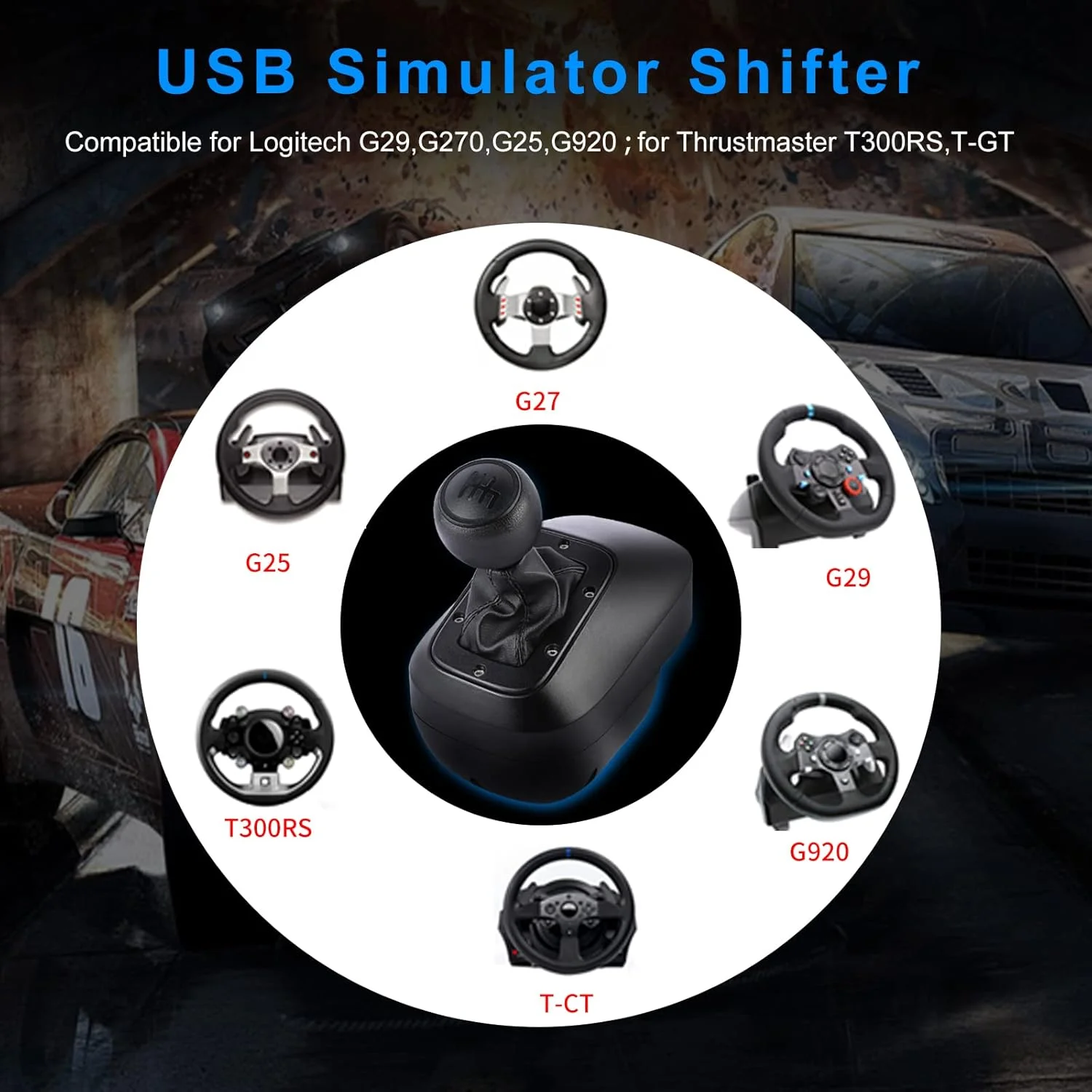 دسته دنده USB DOYO، دسته دنده بازی های مسابقه ای H برای Logitech G29 G27 G25 G920 Thrustmaster T300RS/GT، فرمان PC Windows 6+R، سازگار با بازی های مسابقه ای ATS ETS Dust WRC Sim