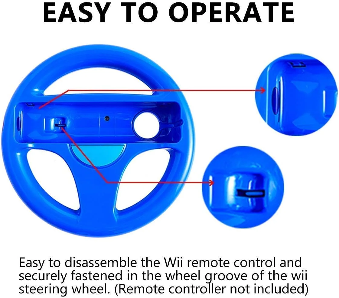 پک 2 عددی فرمان قرمز و آبی DOYO برای کنترلر Wii، پایه طراحی شده برای بازی Mario Kart Racing پک 2 عددی فرمان قرمز و آبی DOYO برای کنترلر Wii، پایه طراحی شده برای بازی Mario Kart Racing