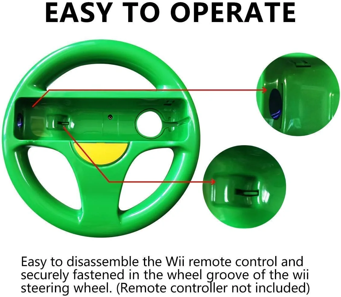 فرمان بازی DOYO Wii Mario Kart، فرمان مسابقه ای برای کنترلر بازی نینتندو Wii - قرمز و سبز (2 عددی) فرمان بازی DOYO Wii Mario Kart، فرمان مسابقه ای برای کنترلر بازی نینتندو Wii - قرمز و سبز (2 عددی)