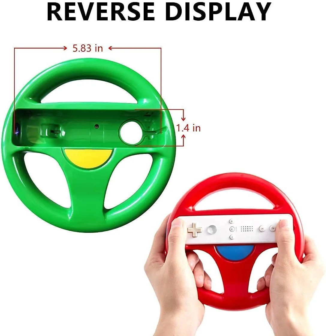 فرمان بازی DOYO Wii Mario Kart، فرمان مسابقه ای برای کنترلر بازی نینتندو Wii - قرمز و سبز (2 عددی) فرمان بازی DOYO Wii Mario Kart، فرمان مسابقه ای برای کنترلر بازی نینتندو Wii - قرمز و سبز (2 عددی)