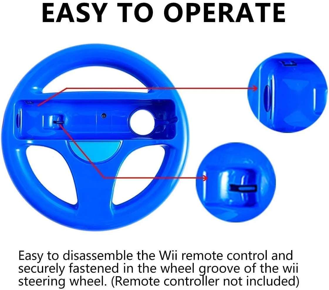 مجموعه 2 عددی فرمان بازی DOYO برای کنترلر Wii، طراحی پایه فرمان برای بازی های مسابقه ای Mario Kart (قرمز و آبی) مجموعه 2 عددی فرمان بازی DOYO برای کنترلر Wii، طراحی پایه فرمان برای بازی های مسابقه ای Mario Kart (قرمز و آبی)