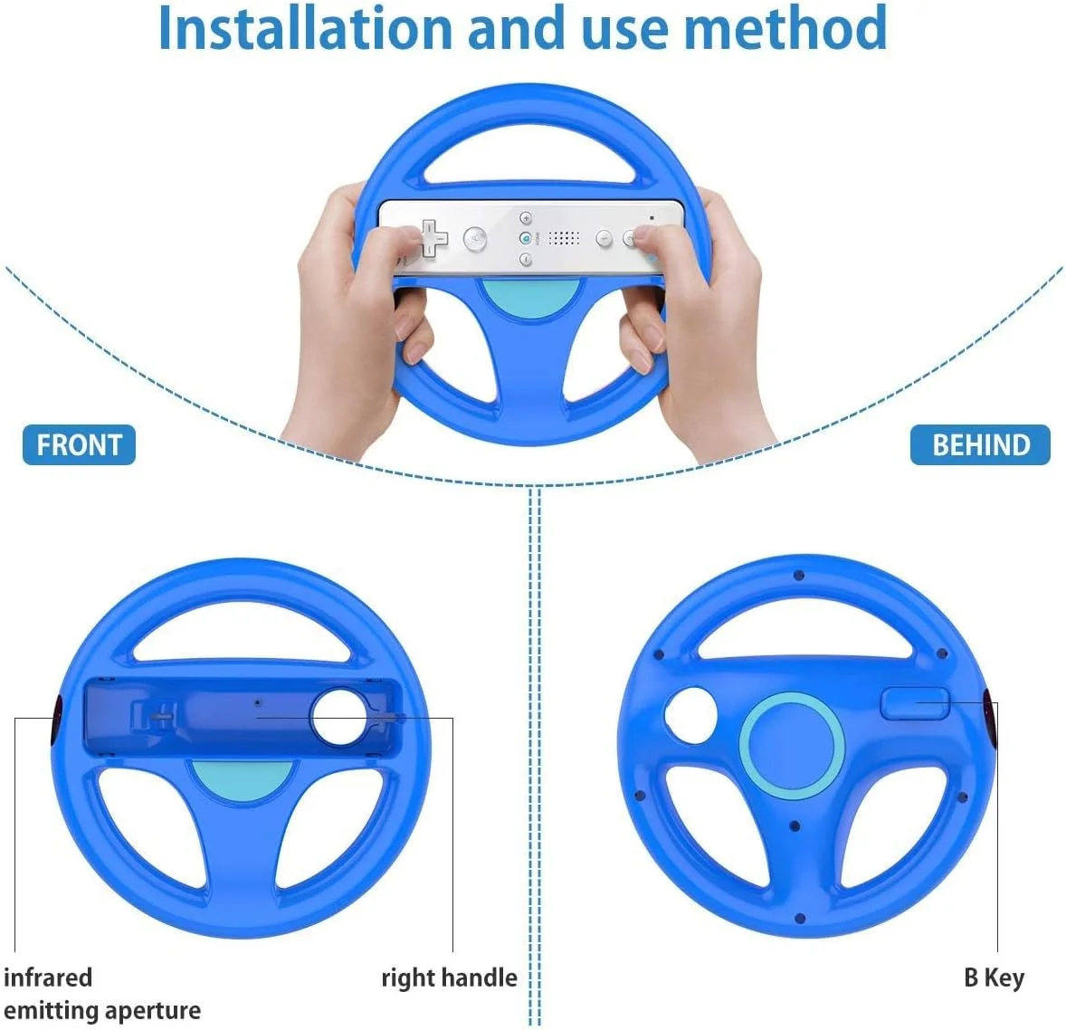 مجموعه 2 عددی فرمان بازی DOYO برای کنترلر Wii، طراحی پایه فرمان برای بازی های مسابقه ای Mario Kart (قرمز و آبی) مجموعه 2 عددی فرمان بازی DOYO برای کنترلر Wii، طراحی پایه فرمان برای بازی های مسابقه ای Mario Kart (قرمز و آبی)