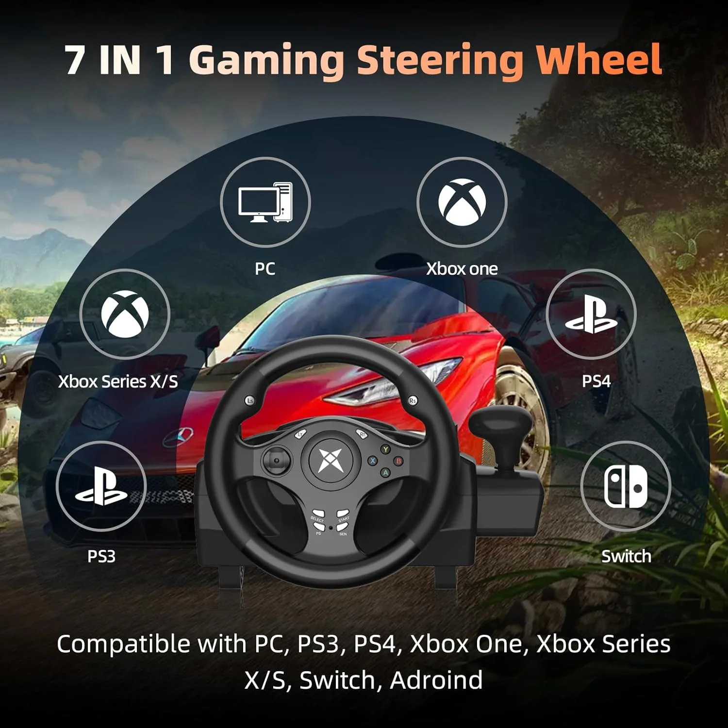 فرمان بازی DOYO برای کامپیوتر، فرمان مسابقه ای PC با دنده و پدال های پاسخگو، سازگار با PC / PS3 / PS4 / XBOX ONE / XBOX360 / NS SWITCH / Android فرمان بازی DOYO برای کامپیوتر، فرمان مسابقه ای PC با دنده و پدال های پاسخگو، سازگار با PC / PS3 / PS4 / XBOX ONE / XBOX360 / NS SWITCH / Android