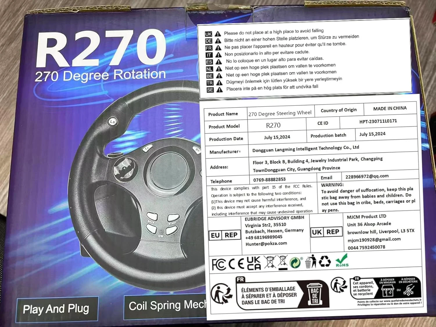 فرمان بازی DOYO برای کامپیوتر با پدال و دنده، نیروی رانندگی 270 درجه، USB، PS4، PC، PS3، Xbox Series X|S، Nintendo Switch، Xbox One، Android