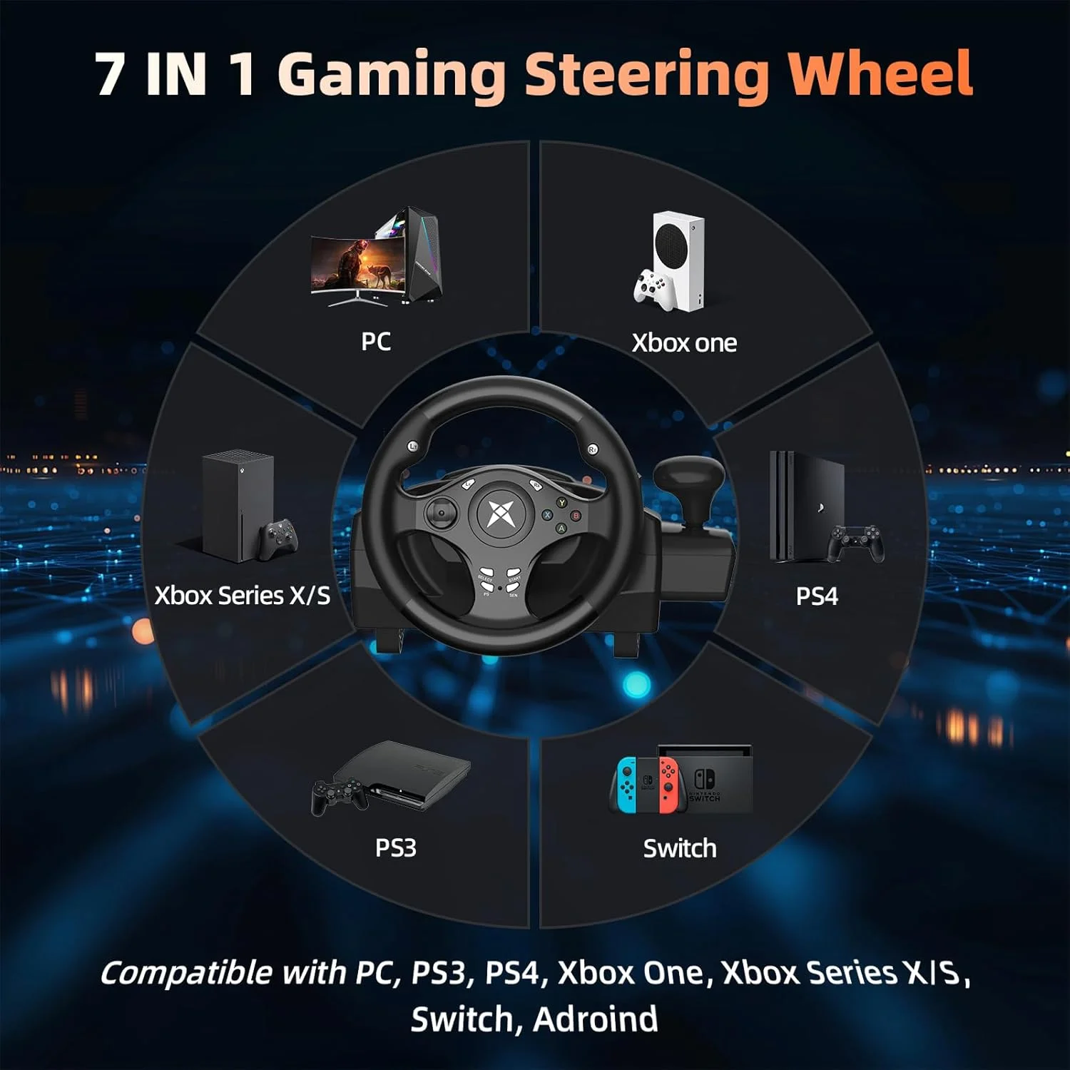 فرمان و پدال بازی Xbox One، فرمان بازی PC، فرمان مسابقه ای بازی 270 درجه DOYO، شبیه ساز رانندگی فرمان برای PS4، PS3، PC، XBOX ONE، XBOX 360، Nintendo Switch، Android