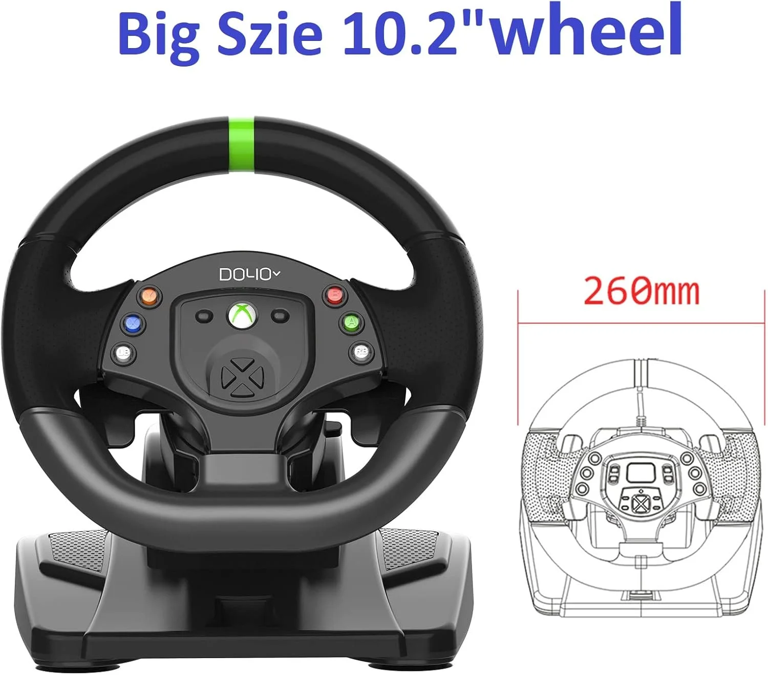 فرمان مسابقه بازی DOYO Xbox 360، فرمان بازی Plug and Play PC Volante 180° USB با پدال و دسته دنده برای XBOX 360 / Windows PC / PS3 / Nintendo Switch / Android فرمان مسابقه بازی DOYO Xbox 360، فرمان بازی Plug and Play PC Volante 180° USB با پدال و دسته دنده برای XBOX 360 / Windows PC / PS3 / Nintendo Switch / Android