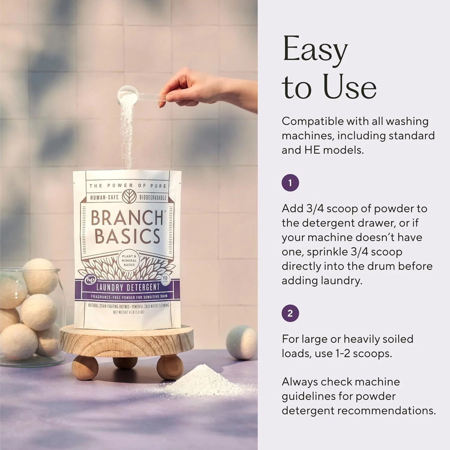 پودر لباسشویی Branch Basics - بسته 2 عددی، 4 پوند در هر کدام | فرمول مبتنی بر گیاه و مواد معدنی | از بین برنده لکه ها و بو | بدون پلاستیک، بدون عطر و مناسب برای پوست های حساس پودر لباسشویی Branch Basics - بسته 2 عددی، 4 پوند در هر کدام | فرمول مبتنی بر گیاه و مواد معدنی | از بین برنده لکه ها و بو | بدون پلاستیک، بدون عطر و مناسب برای پوست های حساس