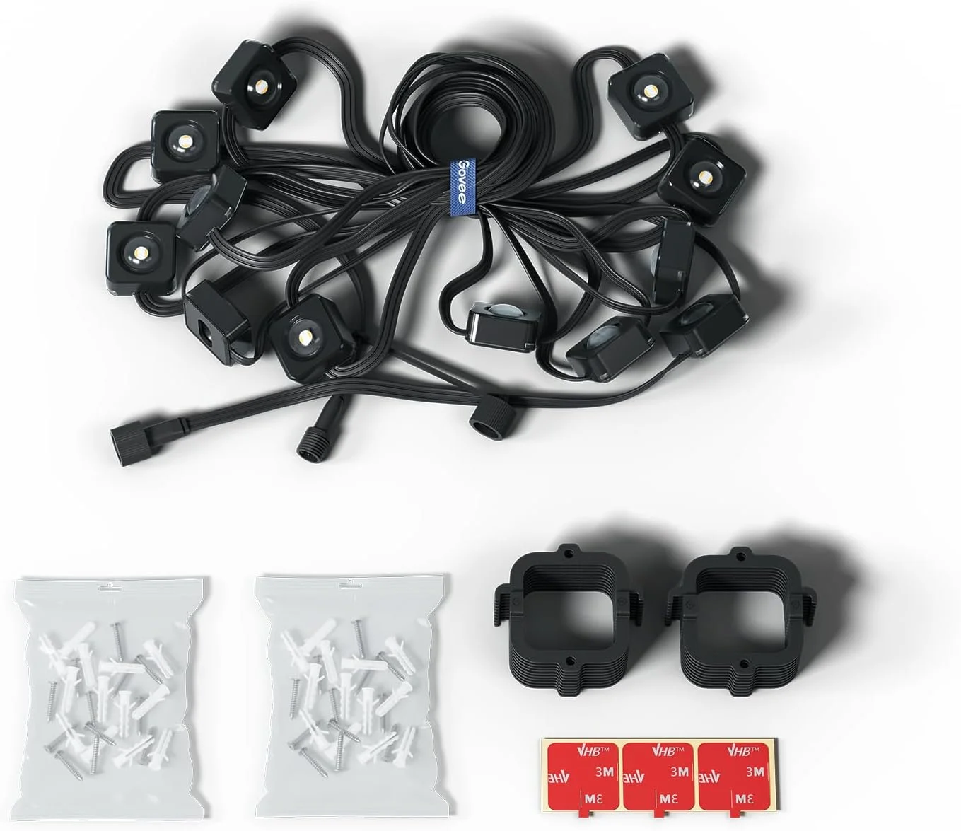 چراغ های 5 متری Govee با گیره و چسب VHB فقط برای چراغ های دائمی RGBIC مدل H705D و H705E و H705F نسخه مشکی چراغ های 5 متری Govee با گیره و چسب VHB فقط برای چراغ های دائمی RGBIC مدل H705D و H705E و H705F نسخه مشکی