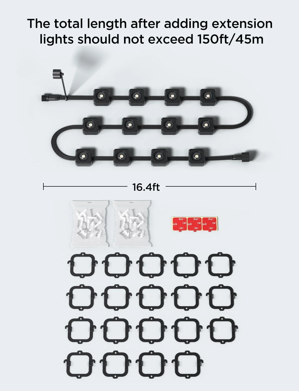 چراغ های 5 متری Govee با گیره و چسب VHB فقط برای چراغ های دائمی RGBIC مدل H705D و H705E و H705F نسخه مشکی چراغ های 5 متری Govee با گیره و چسب VHB فقط برای چراغ های دائمی RGBIC مدل H705D و H705E و H705F نسخه مشکی