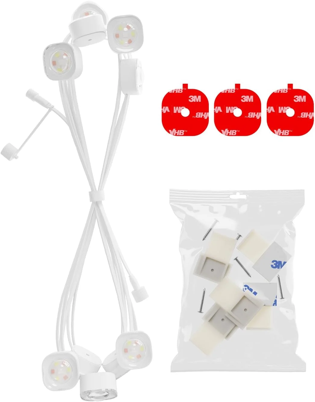 چراغهای توسعه 5 متری Govee با گیره و چسب VHB، فقط برای چراغهای دائمی فضای باز Govee Pro مدل H706A و H706B، نسخه سفید چراغهای توسعه 5 متری Govee با گیره و چسب VHB، فقط برای چراغهای دائمی فضای باز Govee Pro مدل H706A و H706B، نسخه سفید