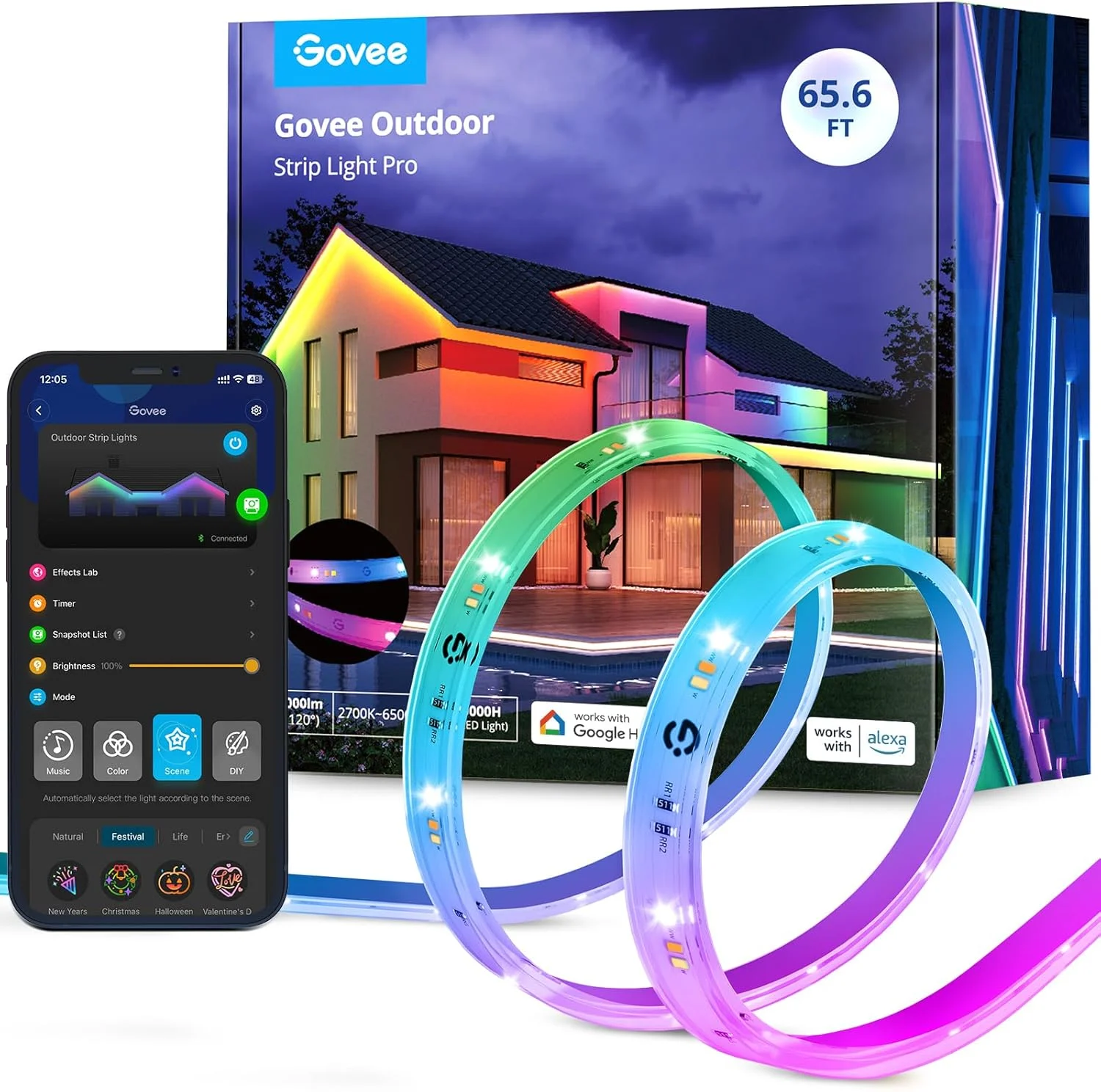 چراغ نواری ال ای دی RGBIC هوشمند بیرونی گووی با سفید گرم و سرد، 20 متر، وای فای 2.4G، ضد آب IP65، سازگار با الکسا و گوگل اسیستنت، کنترل از طریق اپلیکیشن، مناسب برای ایوان، پاسیو، لبه بام و مهمانی چراغ نواری ال ای دی RGBIC هوشمند بیرونی گووی با سفید گرم و سرد، 20 متر، وای فای 2.4G، ضد آب IP65، سازگار با الکسا و گوگل اسیستنت، کنترل از طریق اپلیکیشن، مناسب برای ایوان، پاسیو، لبه بام و مهمانی