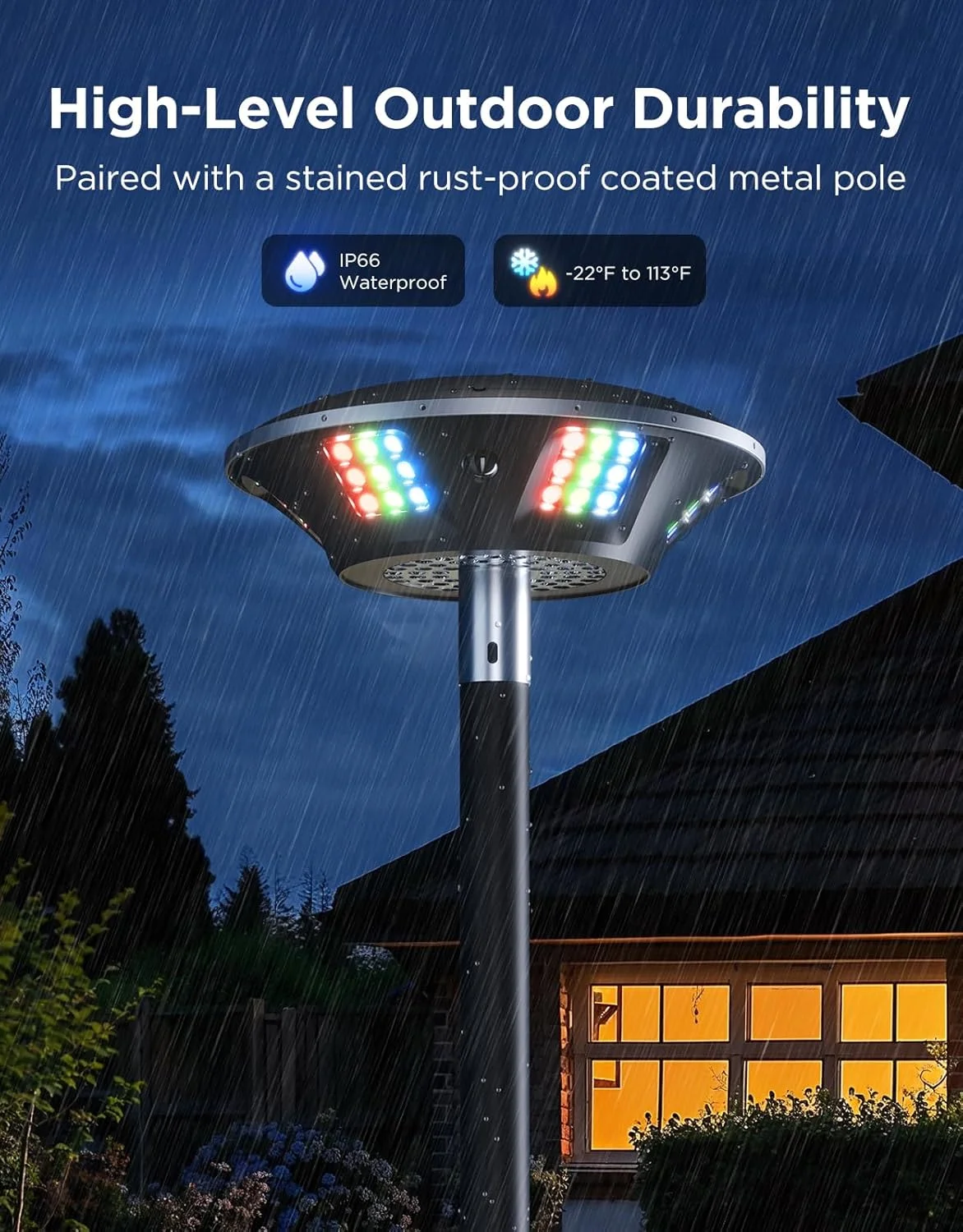 چراغ های پایه دار بیرونی Govee، روشنایی سفید بالا 2000 لومن با جلوه نورپردازی RGBIC 6 منطقه ای برای دکوراسیون فضای باز، سنسور دوگانه یکپارچه، ضد آب IP66، سازگار با الکسا، گوگل اسیستنت، Matter چراغ های پایه دار بیرونی Govee، روشنایی سفید بالا 2000 لومن با جلوه نورپردازی RGBIC 6 منطقه ای برای دکوراسیون فضای باز، سنسور دوگانه یکپارچه، ضد آب IP66، سازگار با الکسا، گوگل اسیستنت، Matter