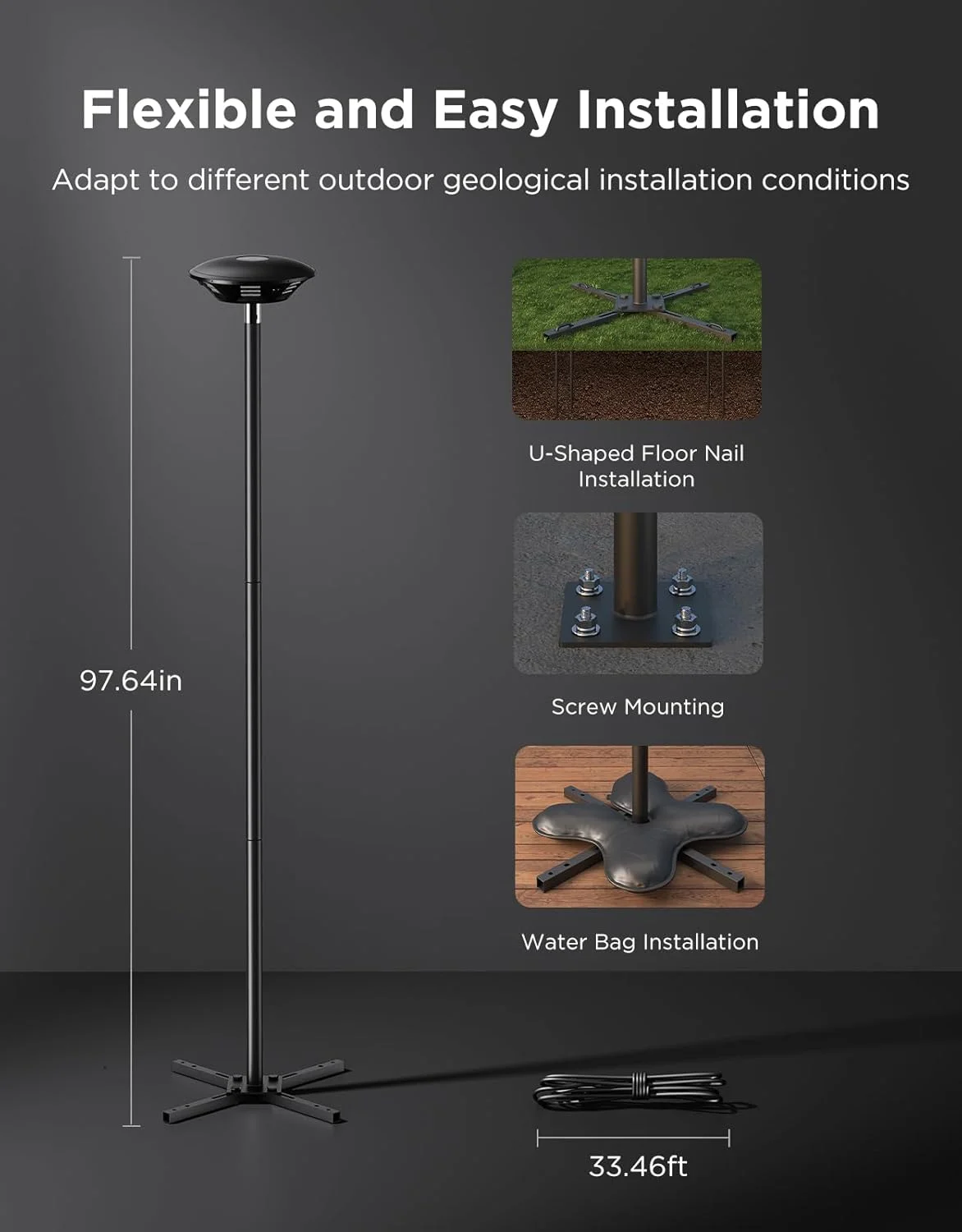 چراغ های پایه دار بیرونی Govee، روشنایی سفید بالا 2000 لومن با جلوه نورپردازی RGBIC 6 منطقه ای برای دکوراسیون فضای باز، سنسور دوگانه یکپارچه، ضد آب IP66، سازگار با الکسا، گوگل اسیستنت، Matter چراغ های پایه دار بیرونی Govee، روشنایی سفید بالا 2000 لومن با جلوه نورپردازی RGBIC 6 منطقه ای برای دکوراسیون فضای باز، سنسور دوگانه یکپارچه، ضد آب IP66، سازگار با الکسا، گوگل اسیستنت، Matter