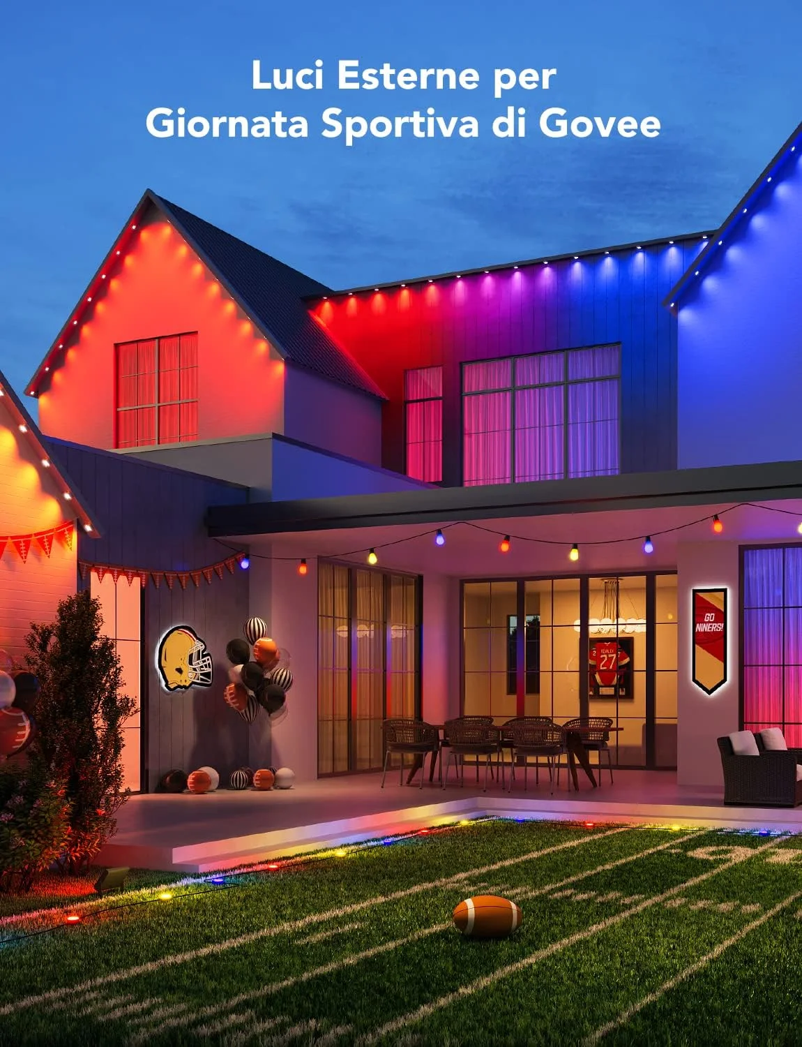 چراغ های بیرونی RGBIC Govee، چراغ های هوشمند بیرونی با 72 حالت صحنه، 15 متر با 72 چراغ LED ضد آب IP67 برای مهمانی ها و استفاده روزانه، کار با الکسا، دستیار گوگل چراغ های بیرونی RGBIC Govee، چراغ های هوشمند بیرونی با 72 حالت صحنه، 15 متر با 72 چراغ LED ضد آب IP67 برای مهمانی ها و استفاده روزانه، کار با الکسا، دستیار گوگل