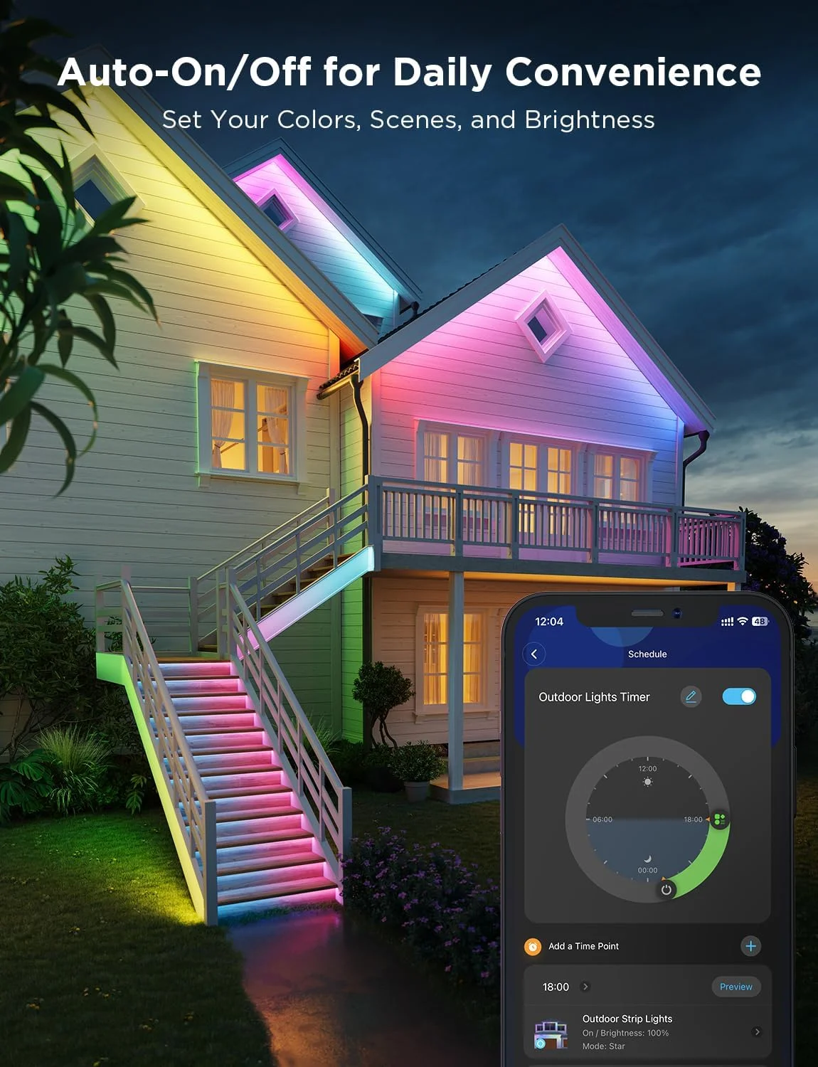 نوار ال ای دی ضد آب 30 متری Govee WiFi RGBIC مناسب فضای باز، سازگار با الکسا و کنترل از طریق اپلیکیشن، چراغ های ال ای دی هوشمند برای فضای باز